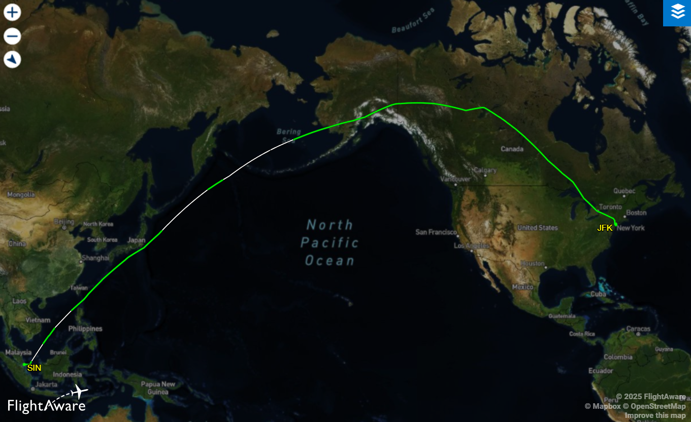 Singapore Airlines SQ24 flight path