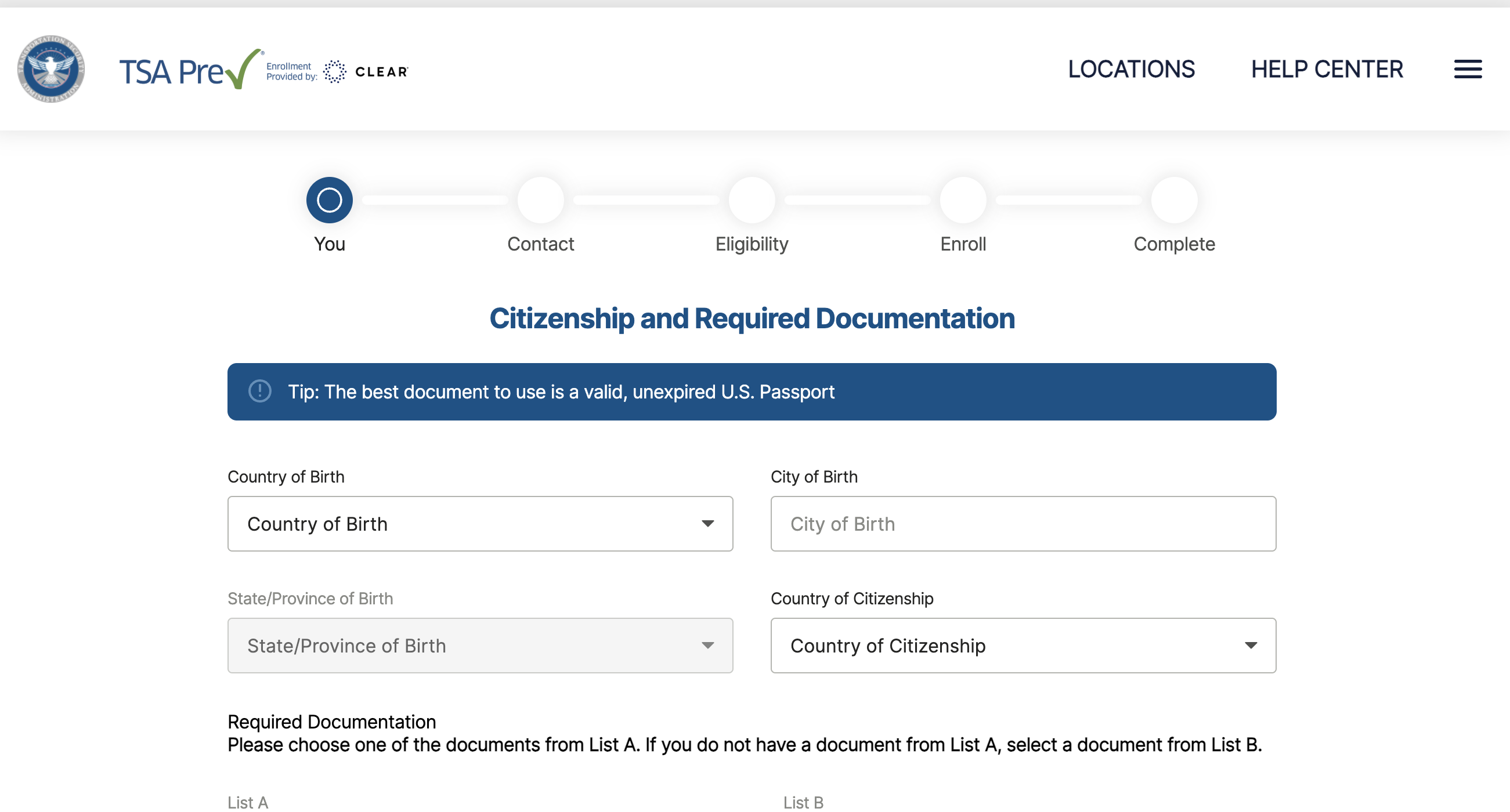 TSA List A and B Documents