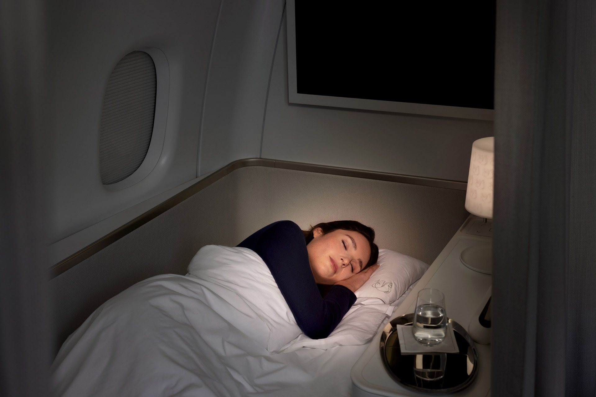 Air France new La Premiere passenger sleeping Air France new La Premiere passenger sleeping