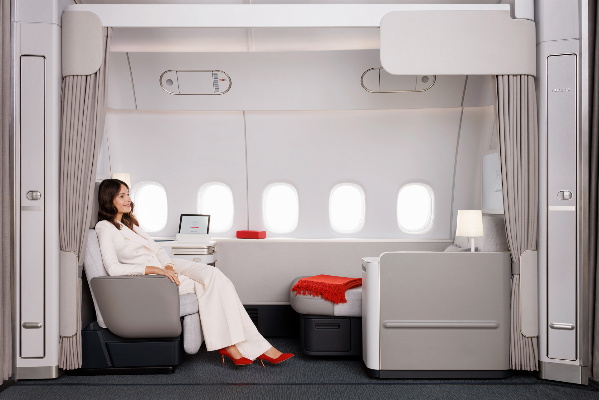 Air France new La Premiere seat with passenger Air France new La Premiere seat with passenger