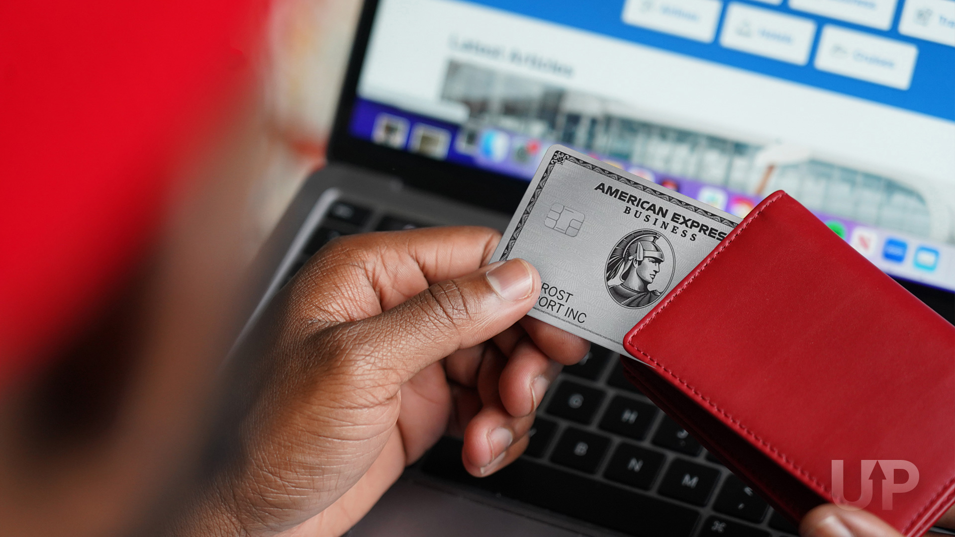 American Express Business Platinum in front of Laptop Upgraded Points LLC American Express Business Platinum in front of Laptop Upgraded Points LLC