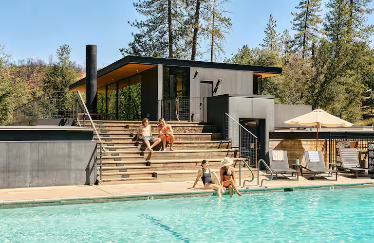 Autocamp Sequoia Pool Pool area at Autocamp Sequoia