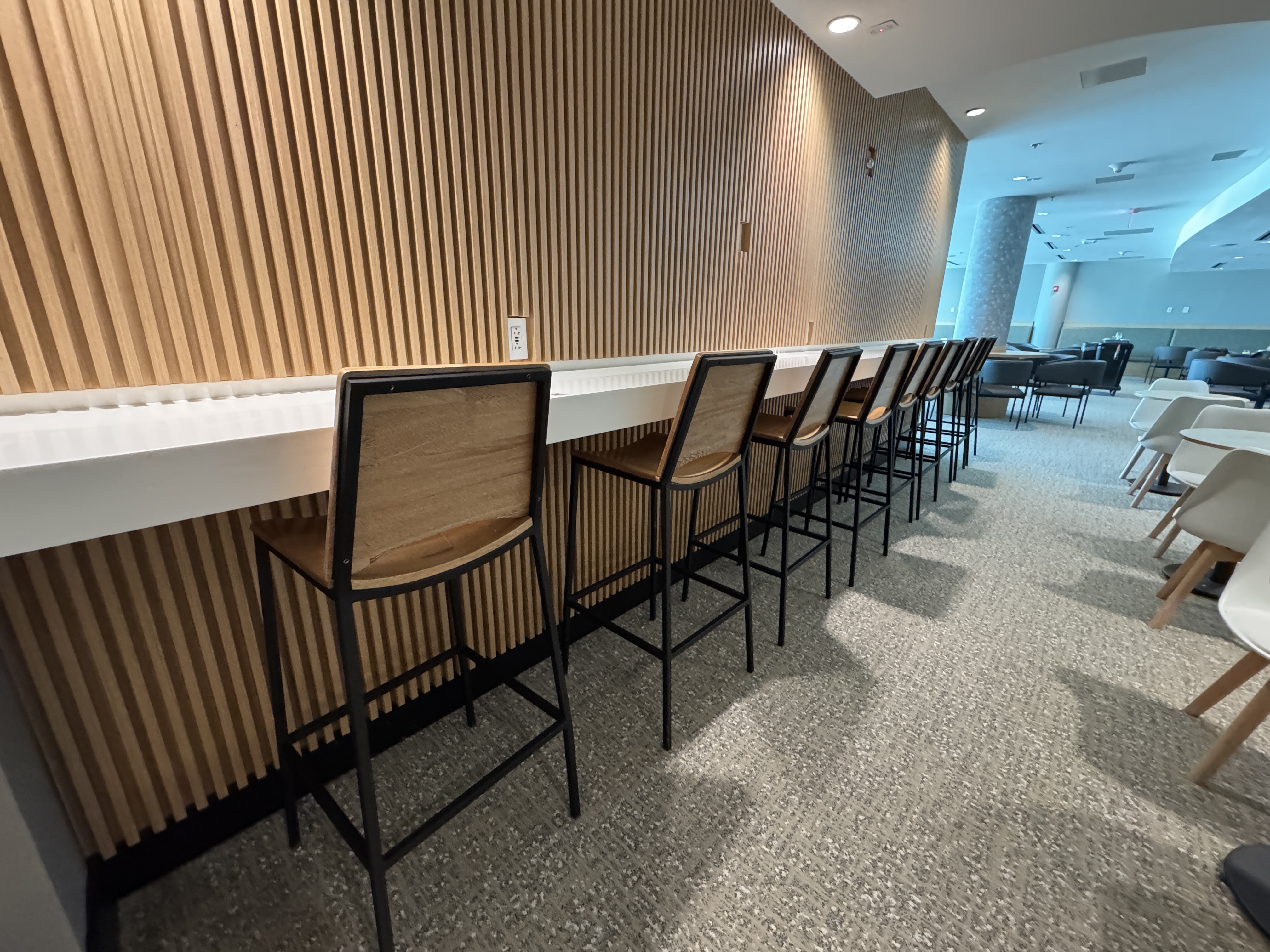 Avianca VIP Lounge high top seating 1