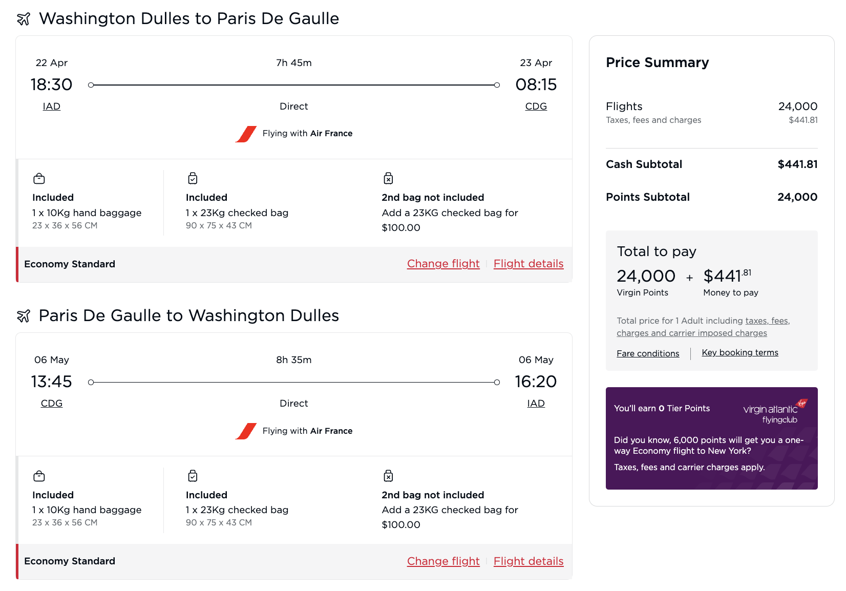 CDG IAD Virgin