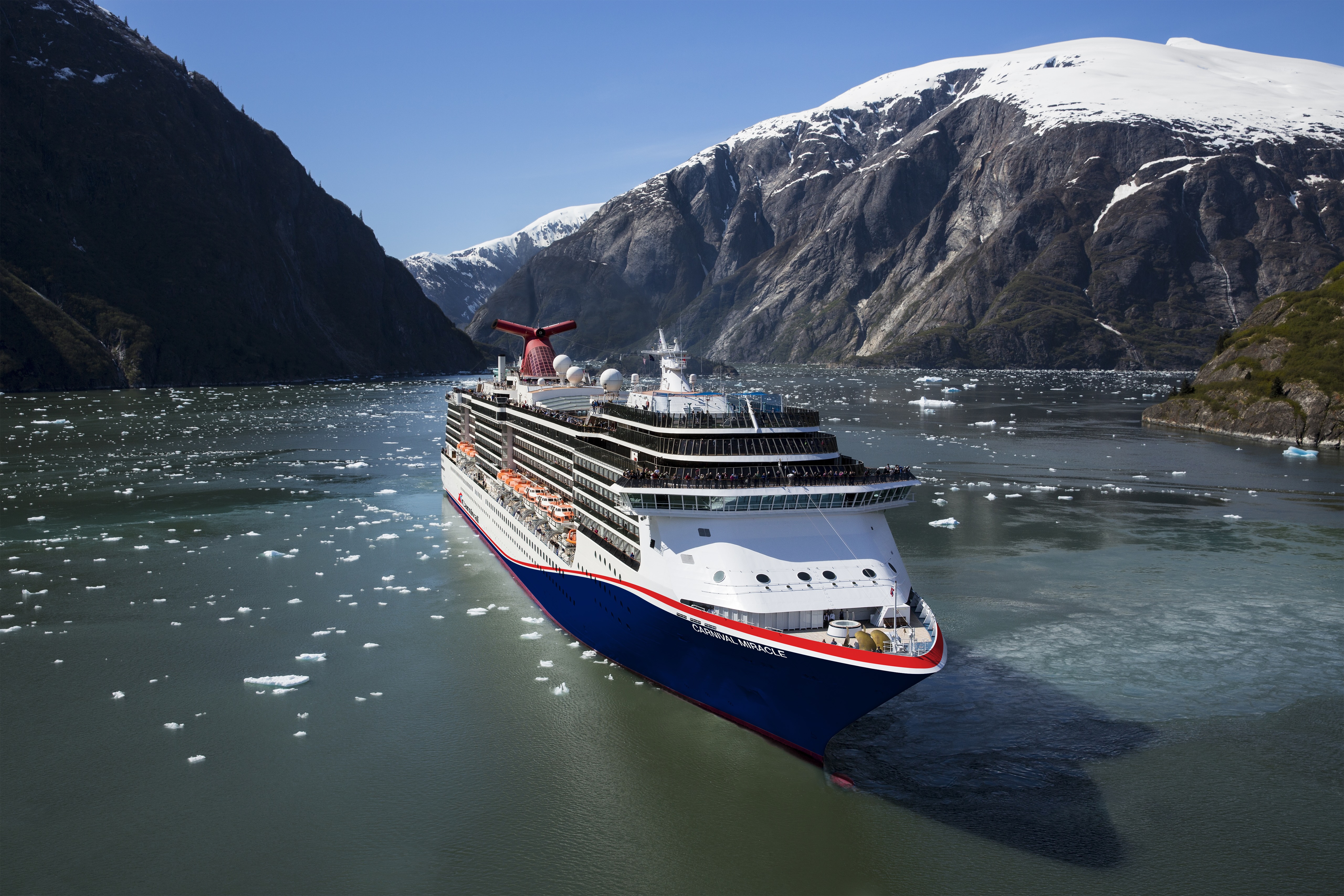 Carnival Miracle Aerial with Blue Hull