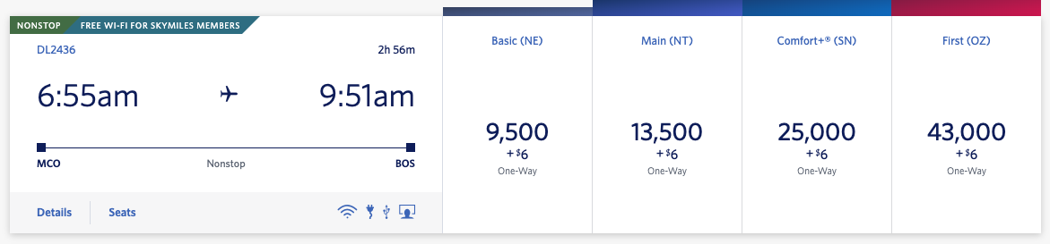 Delta Award MCO BOS
