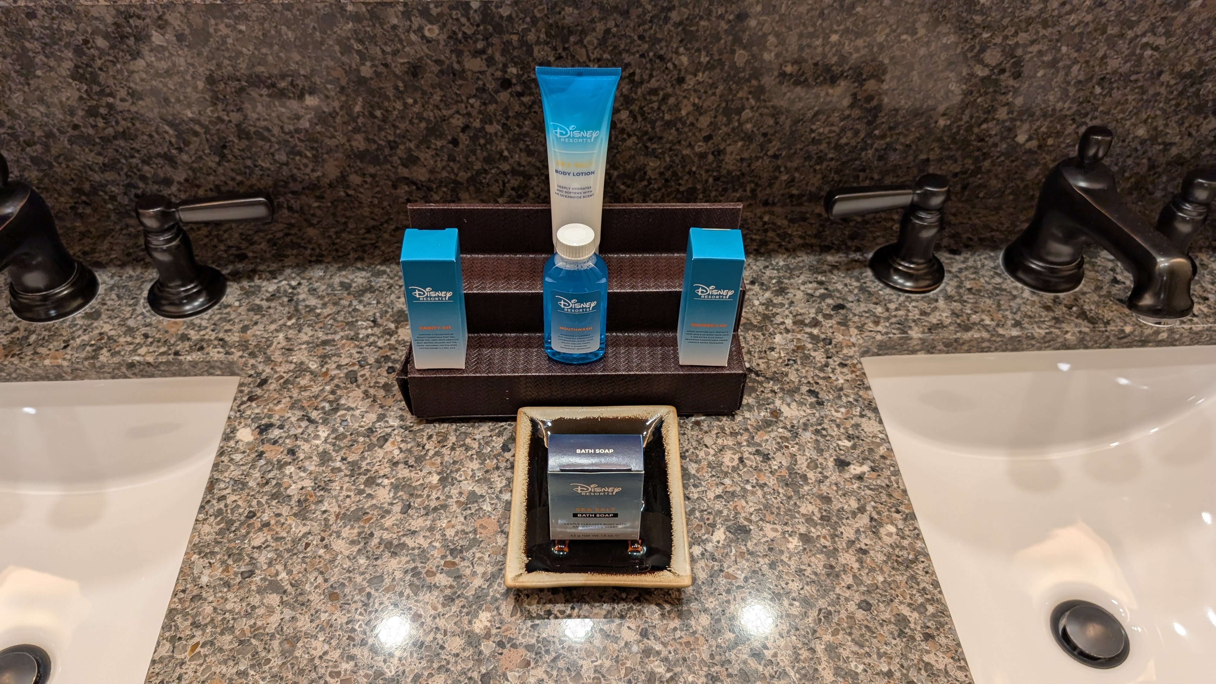 Disneys Animal Kingdom Lodge guest room bathroom counter toiletries