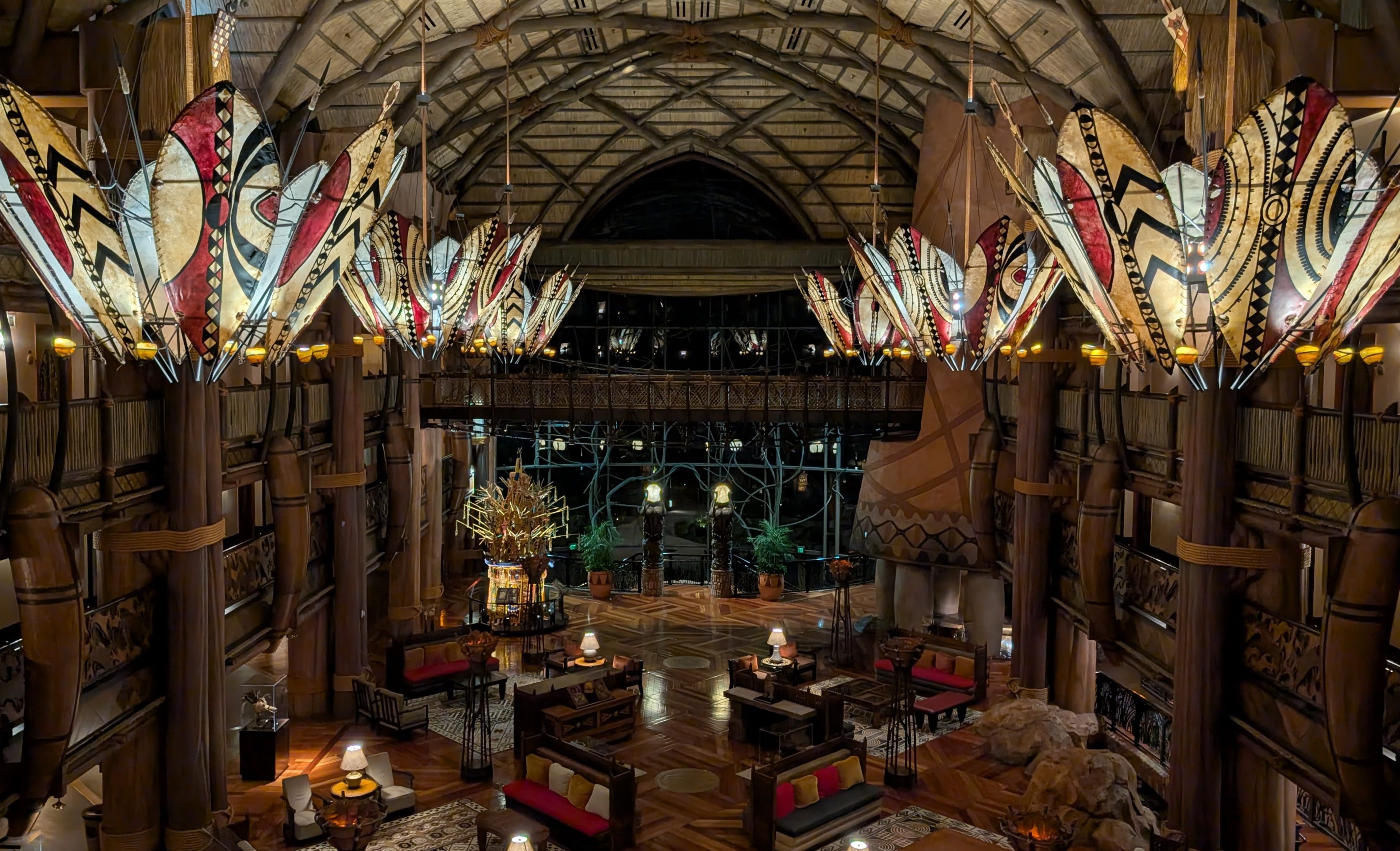 Disney's Animal Kingdom Lodge lobby upstairs night view
