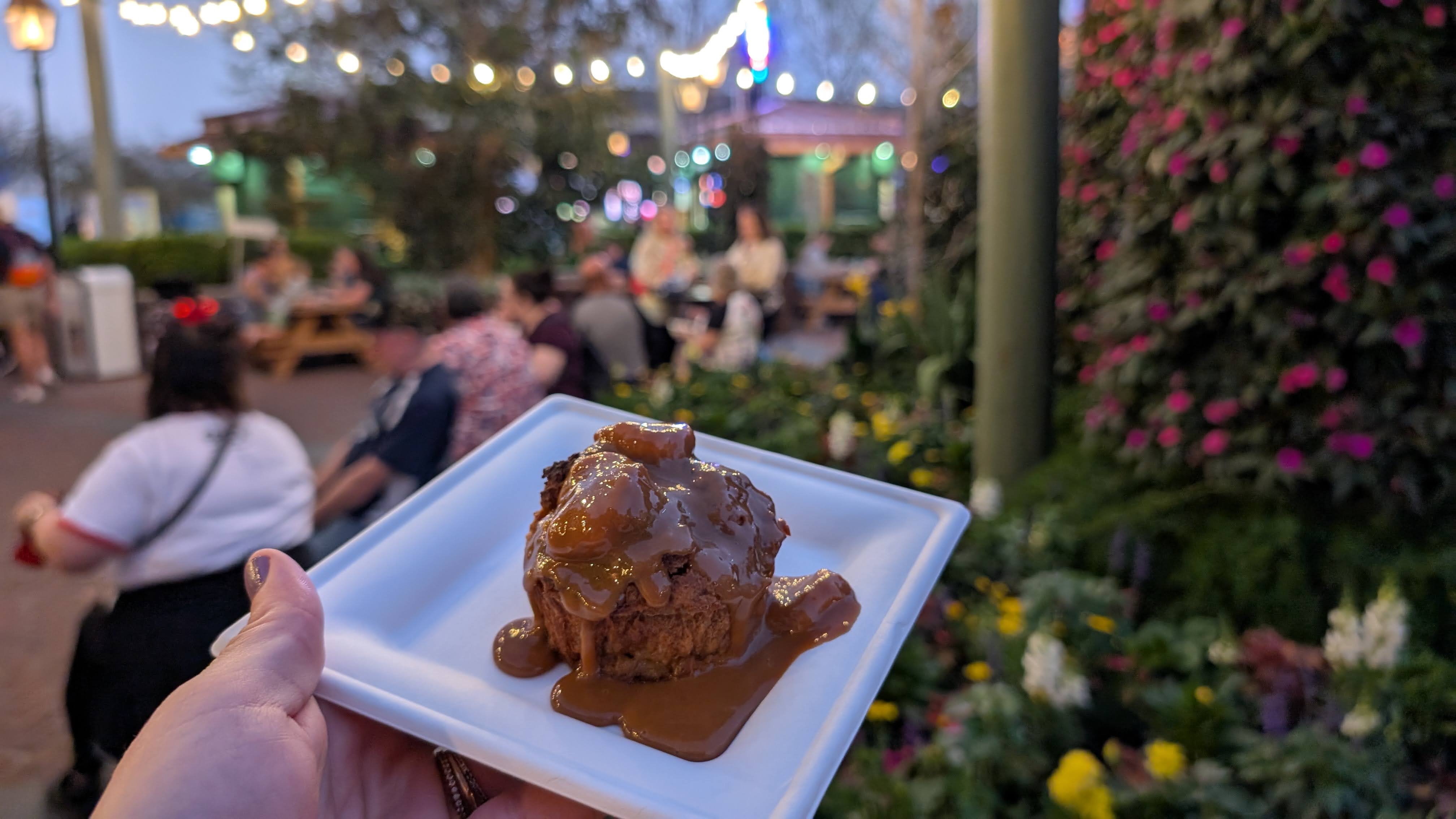 Epcot International Flower and Garden Festival food Magnolia Terrace bananas foster bread pudding 1 Epcot International Flower and Garden Festival food Magnolia Terrace bananas foster bread pudding