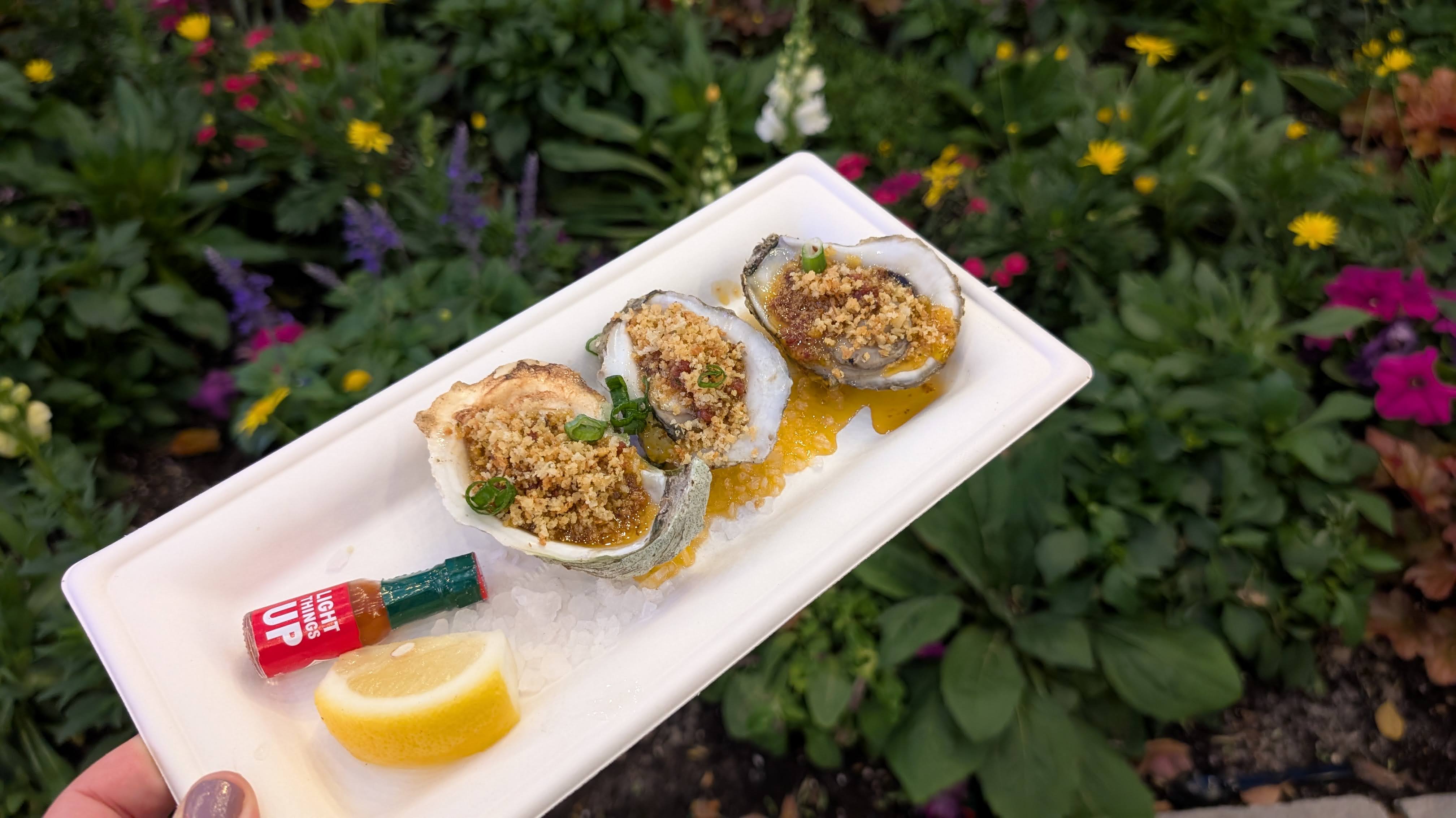 Epcot International Flower and Garden Festival food Magnolia Terrace gulf oysters 1 Epcot International Flower and Garden Festival food Magnolia Terrace gulf oysters