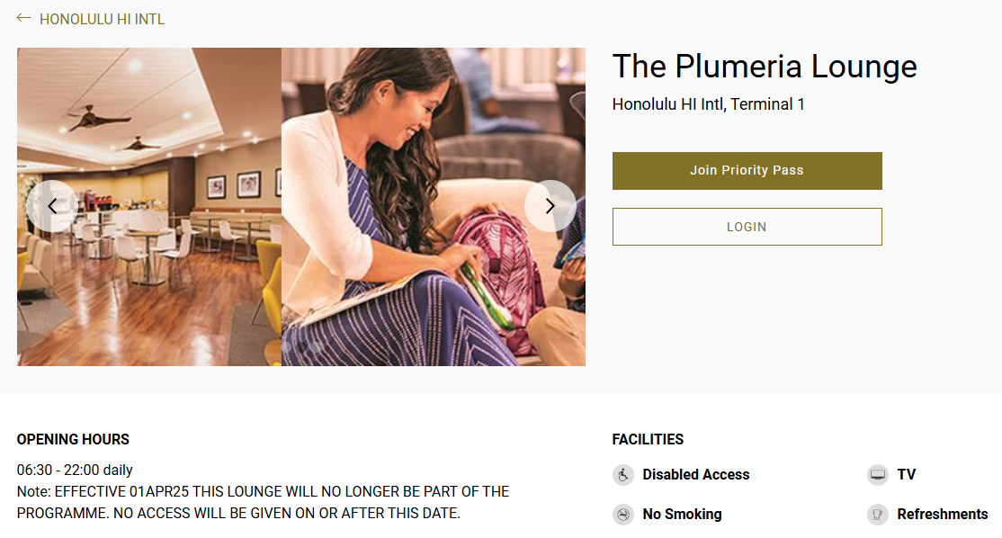 HNL Plumeria Lounge Priority Pass HNL Plumeria Lounge Priority Pass