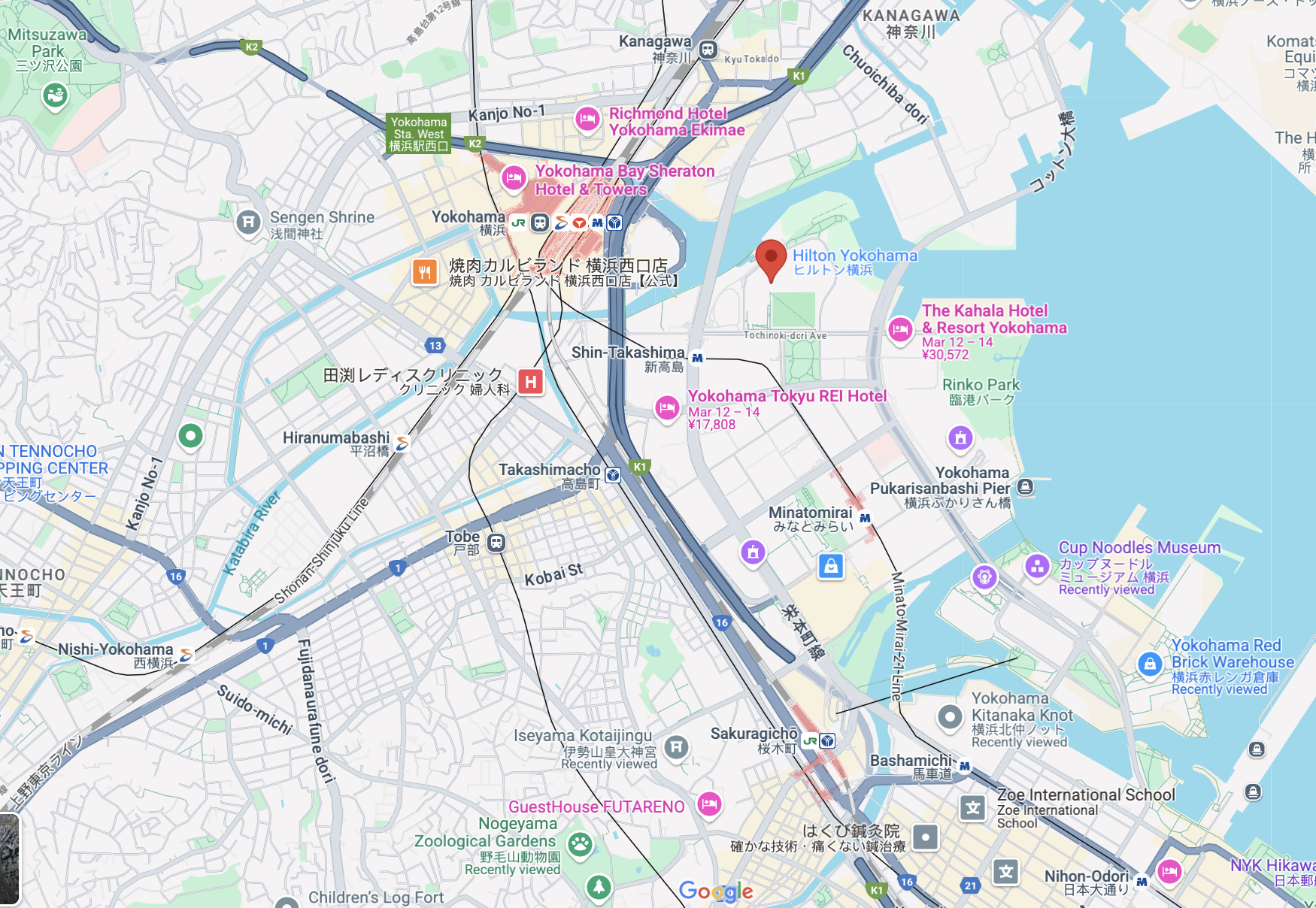 Hilton Yokohama Google Maps