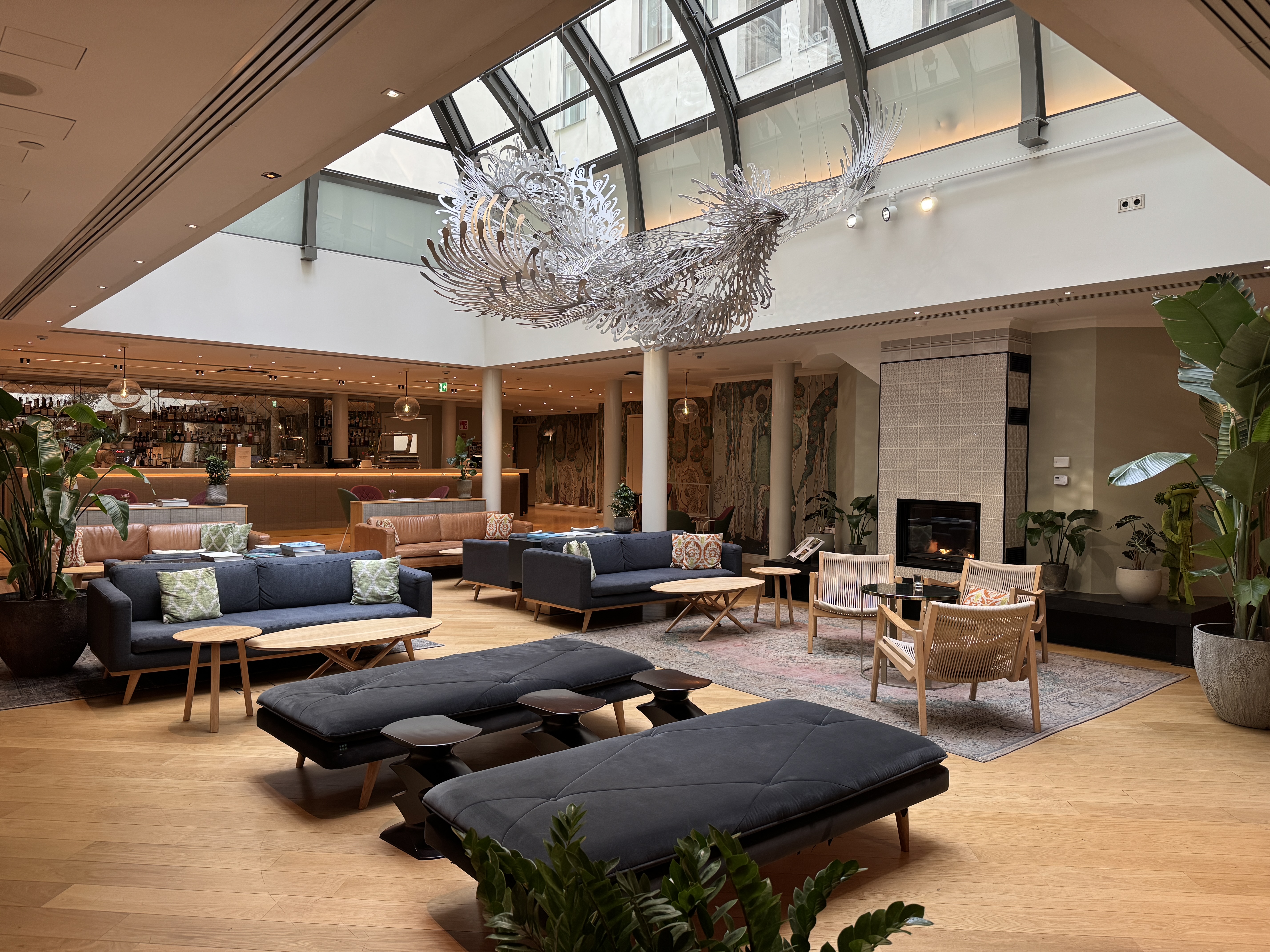 Hotel St George Wintergarden Bar seating with art Hotel St George Wintergarden Bar seating with art