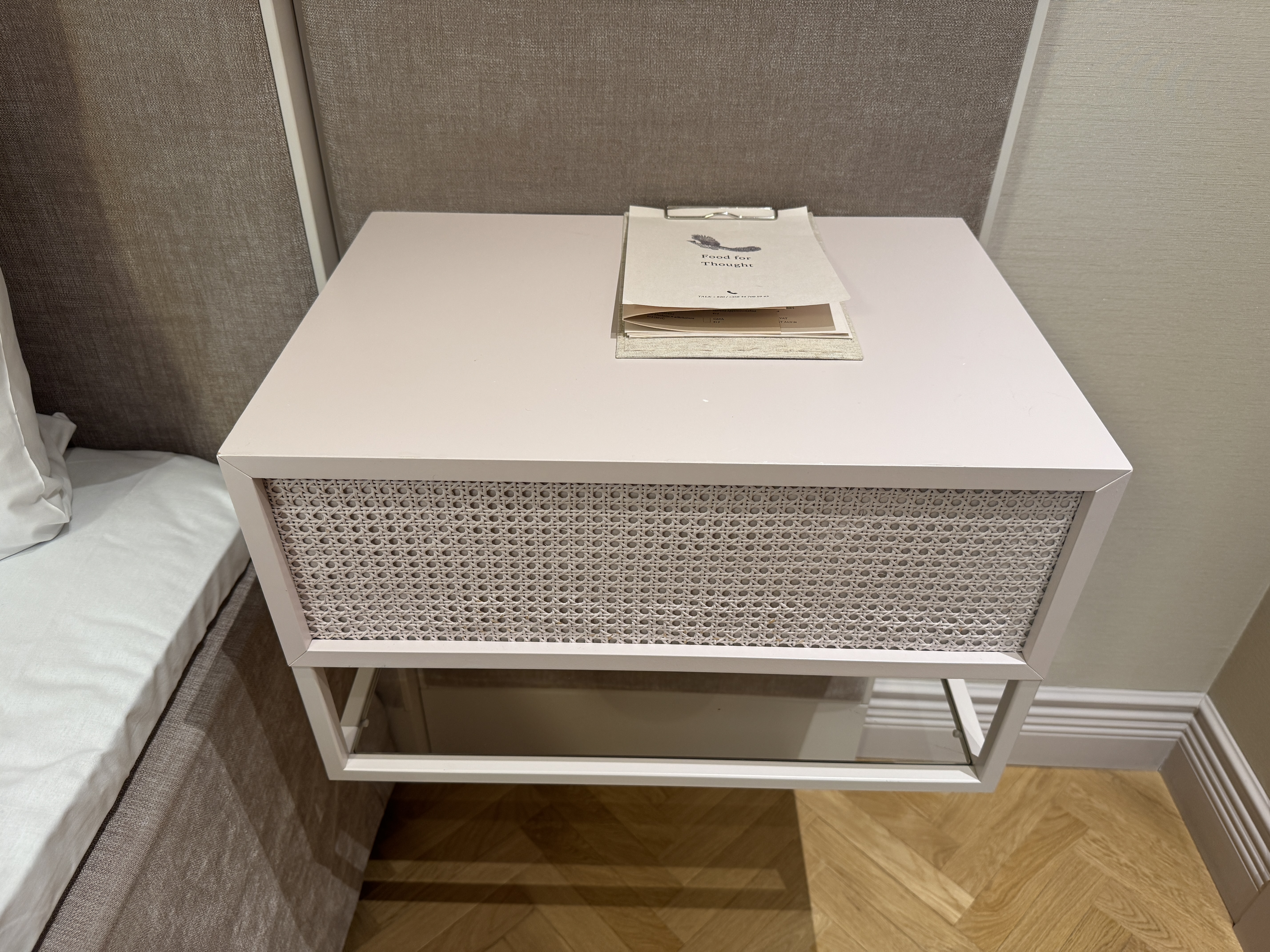Hotel St George nightstand on left Hotel St George nightstand on left