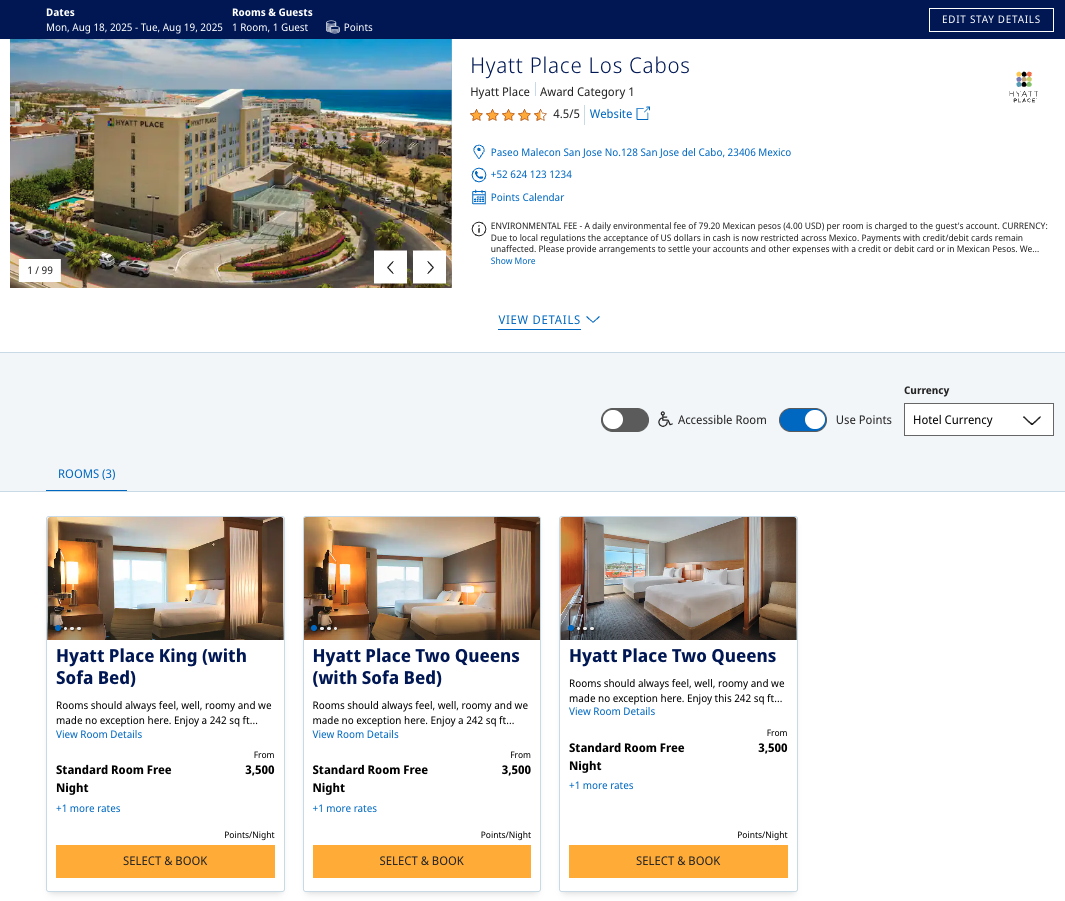 Hyatt Place Los Cabos 3500 points redemption Hyatt Place Los Cabos 3500 points redemption