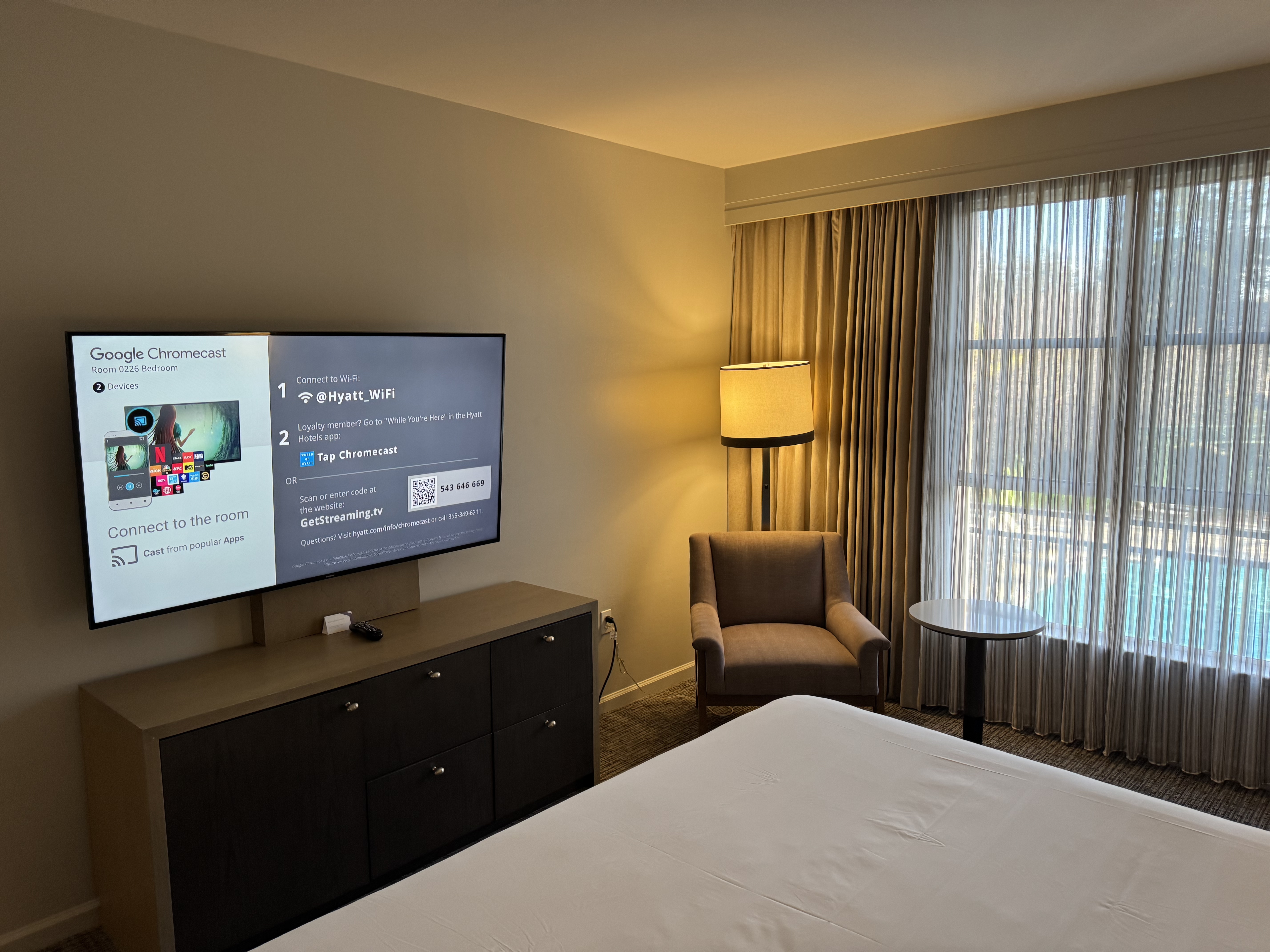 Hyatt Regency Sonoma Wine Country Sonoma Suite bedroom TV dresser chair