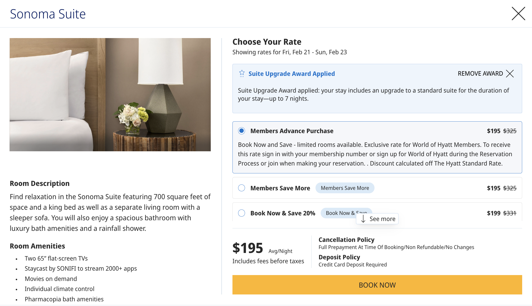 Hyatt Regency Sonoma Wine Country cash rate plus suite upgrade