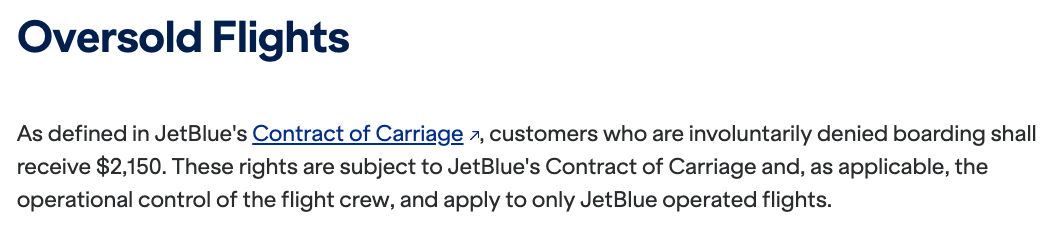 JetBlue oversold flight compensation new terms March 2025 JetBlue oversold flight compensation new terms March 2025