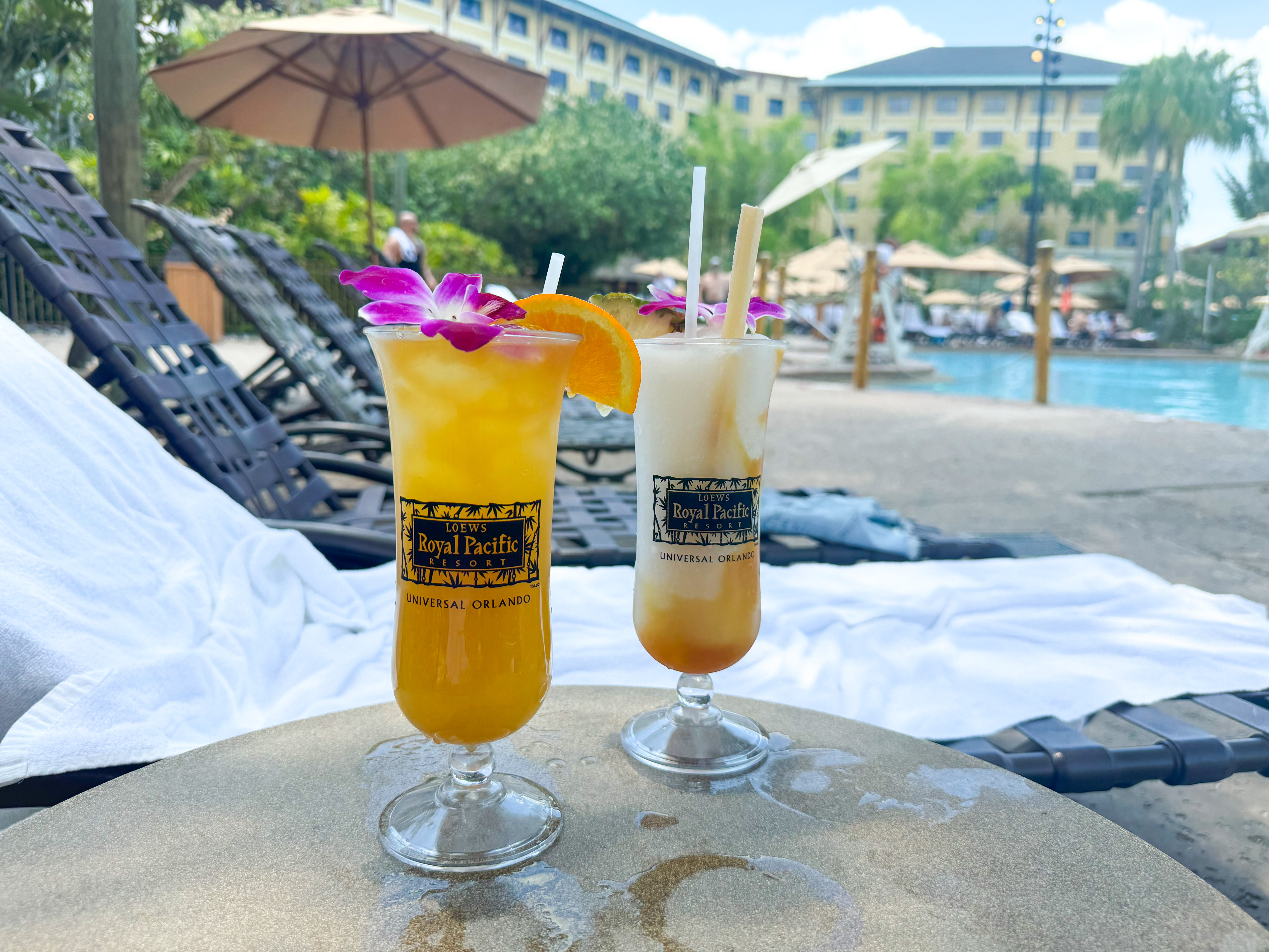 Loews Royal Pacific Hotel Universal Orlando cocktail at pool Loews Royal Pacific Hotel Universal Orlando cocktail at pool