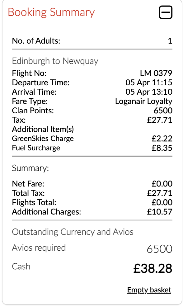 Loganair Summary of Charges Loganair Summary of Charges