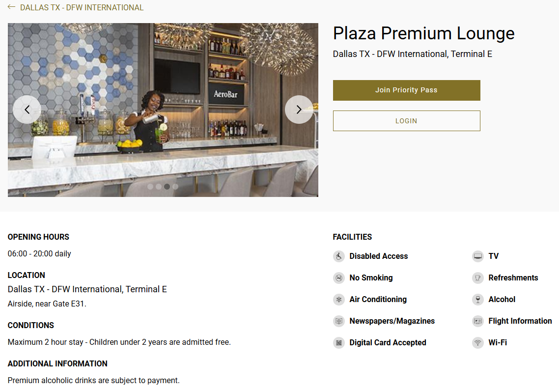 Plaza Premium Lounge DFW Priority Pass