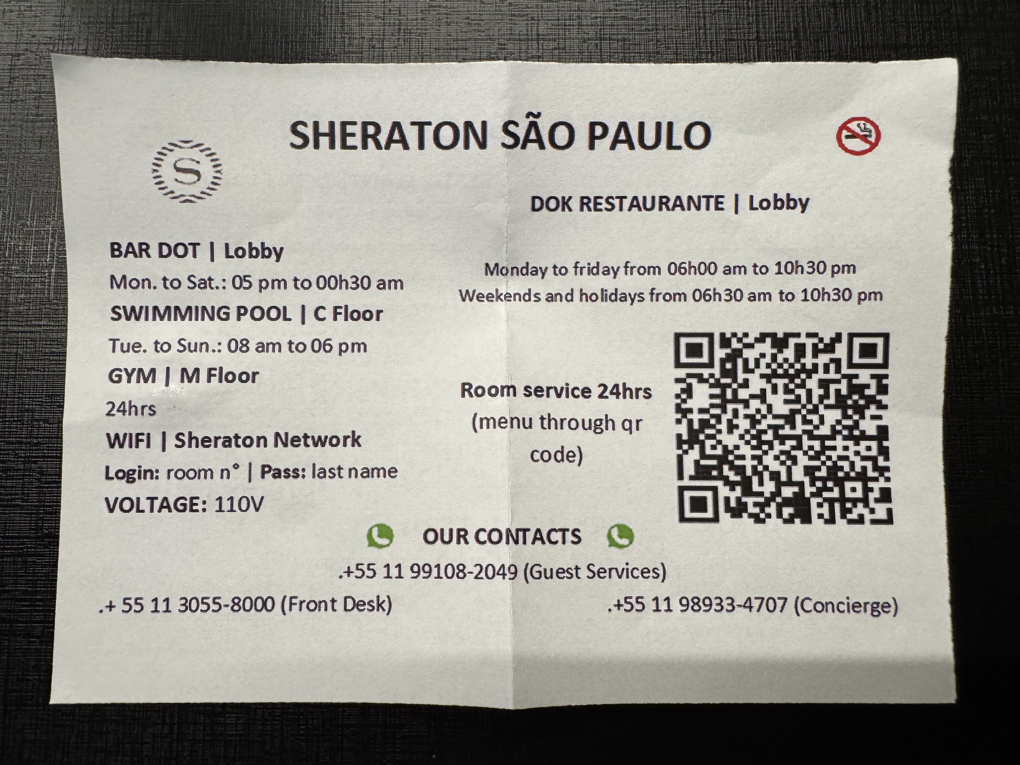 Sheraton Sao Paulo WTC Hotel welcome note Sheraton Sao Paulo WTC Hotel welcome note
