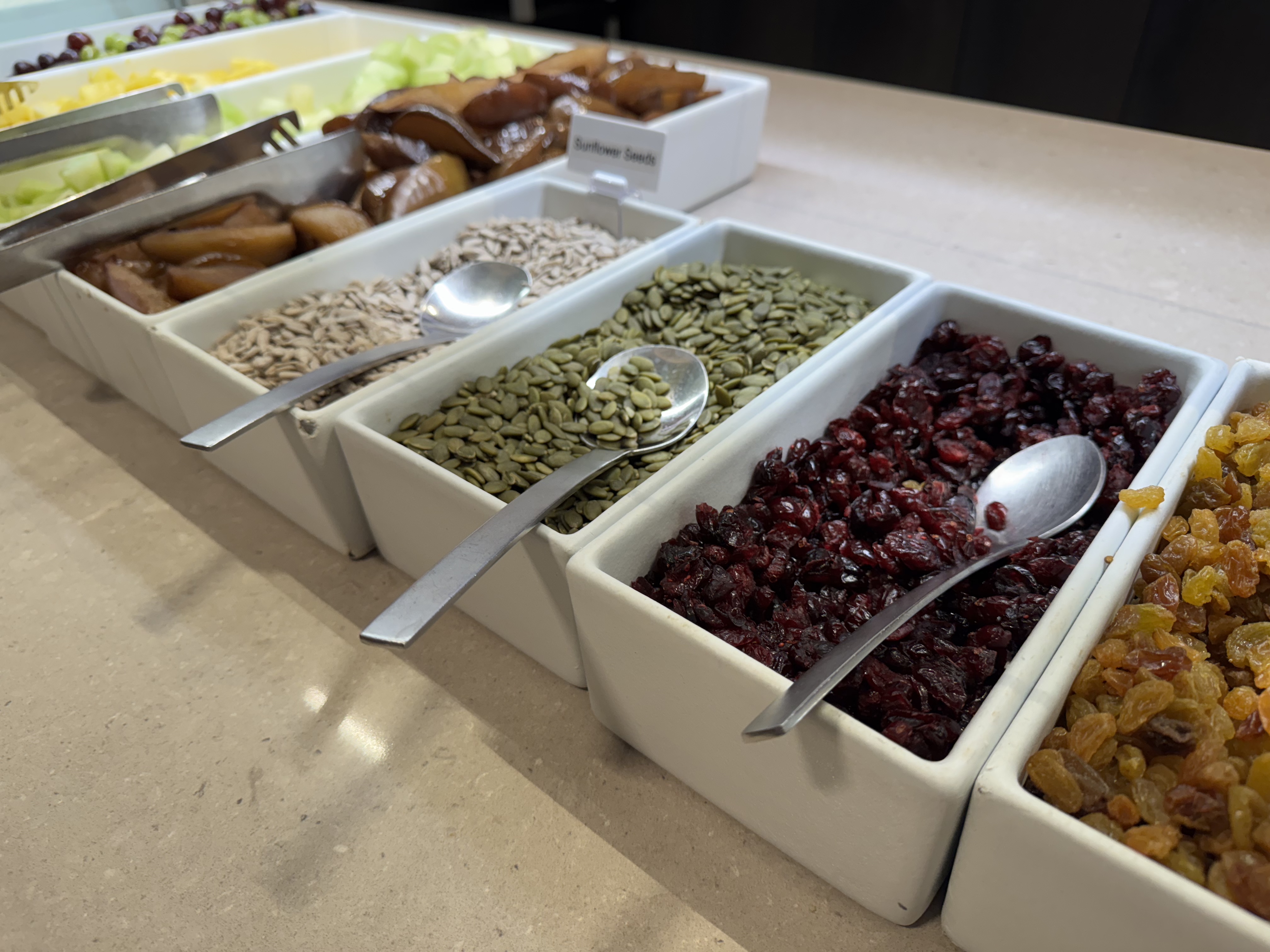 United Club Chicago ORD T1 Gate C10 buffet dried fruits