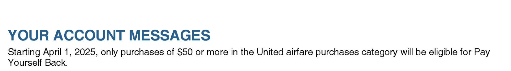 United Explorer Pay Yourself Back change message