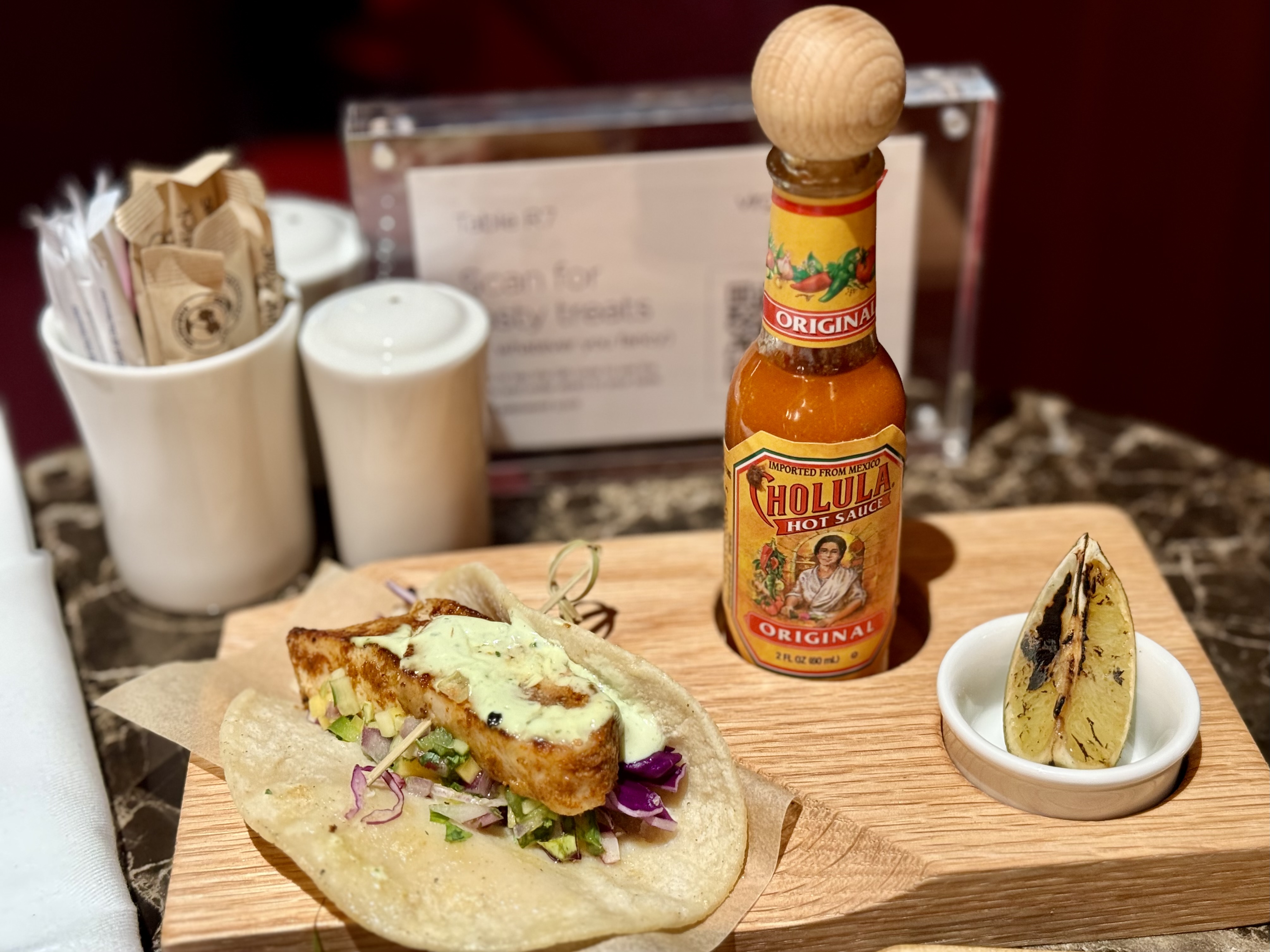 Virgin Atlantic Clubhouse FnB fish taco
