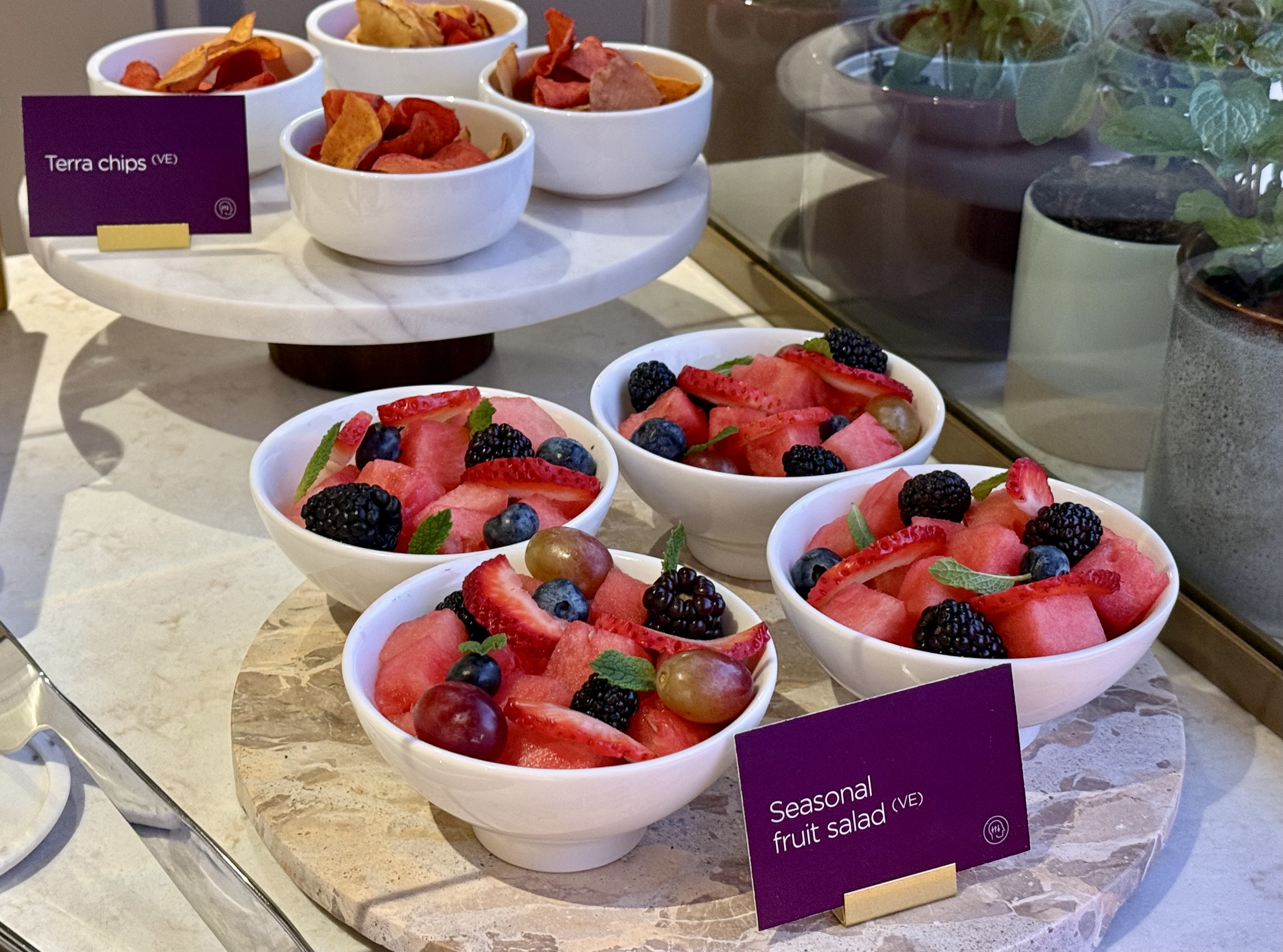 Virgin Atlantic Clubhouse LAX FnB deli fruit and chips