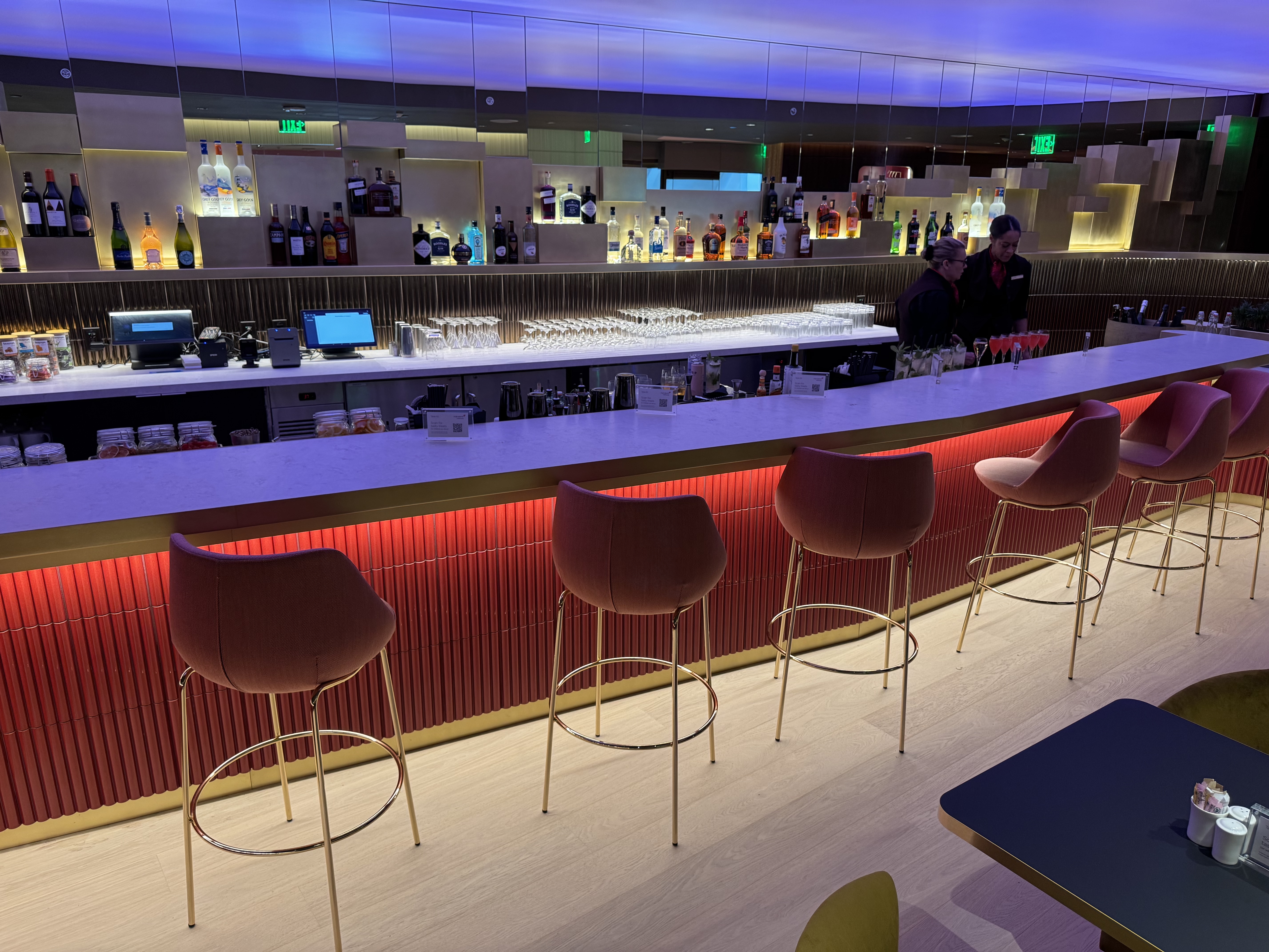 Virgin Atlantic Clubhouse LAX bar wide angle Virgin Atlantic Clubhouse LAX bar wide angle