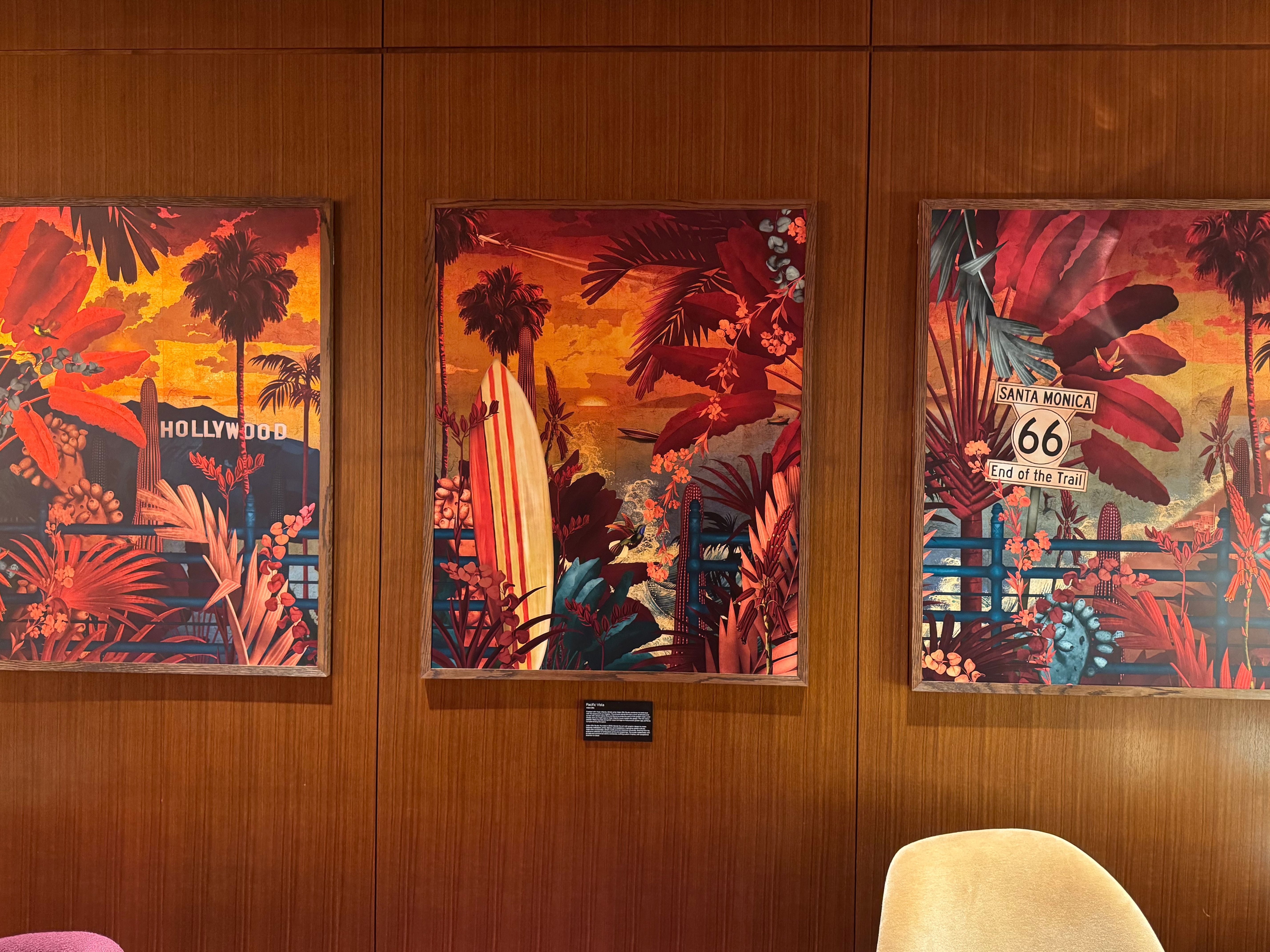 Virgin Atlantic Clubhouse LAX ruby room art Virgin Atlantic Clubhouse LAX ruby room art