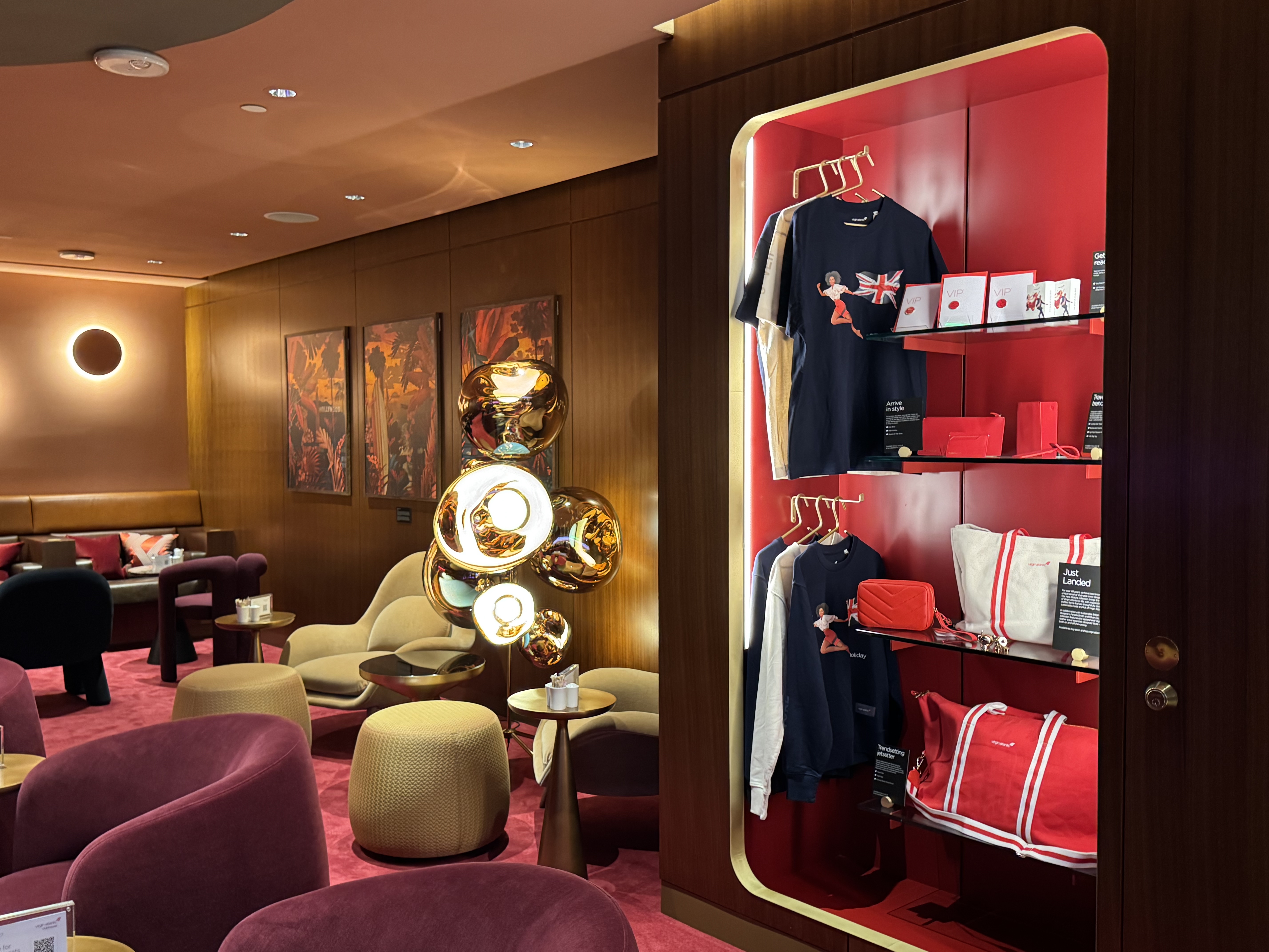 Virgin Atlantic Clubhouse LAX ruby room gear Virgin Atlantic Clubhouse LAX ruby room gear