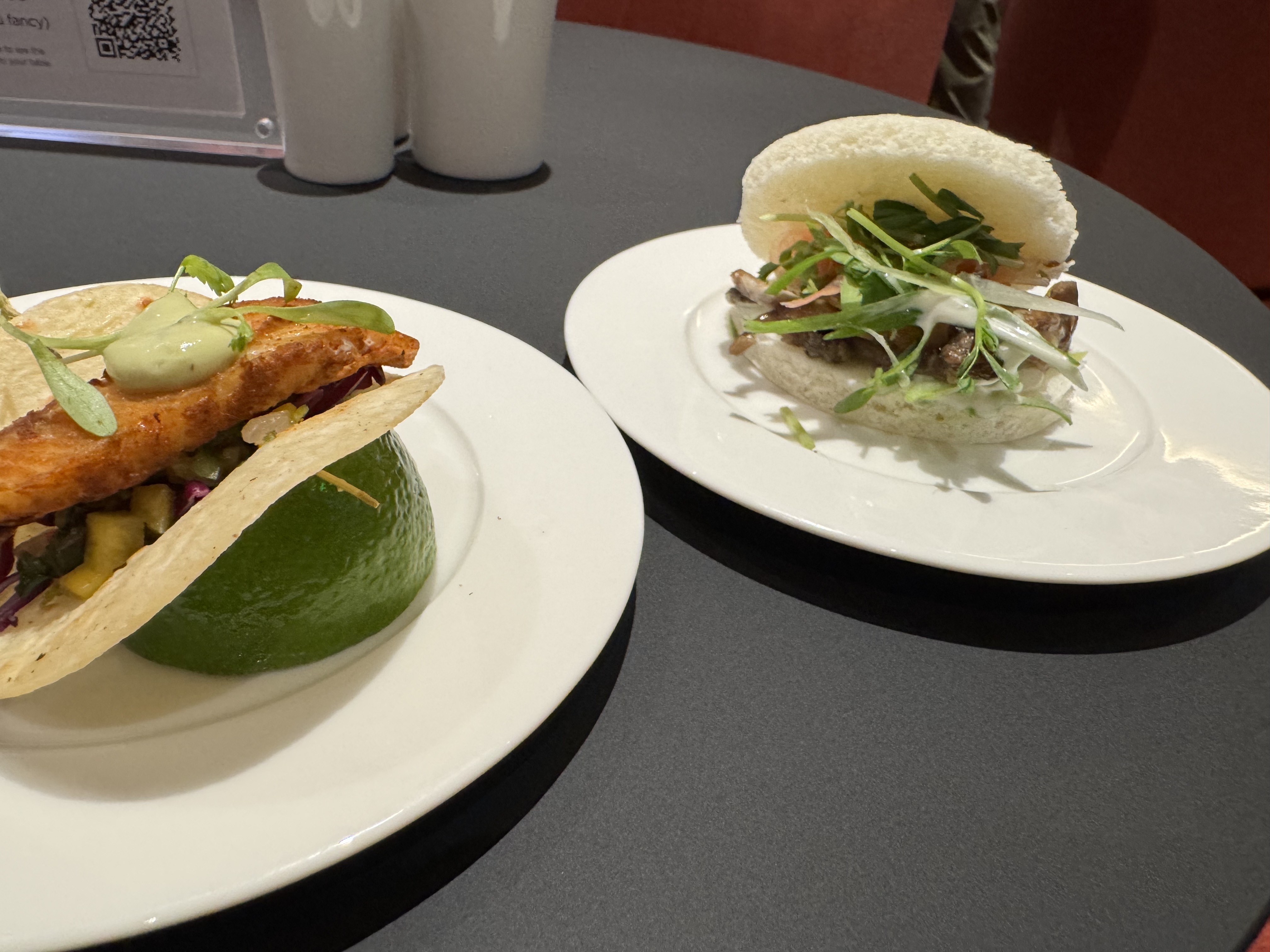 Virgin Atlantic Clubhouse LAX vegan bao fish taco Virgin Atlantic Clubhouse LAX vegan bao fish taco