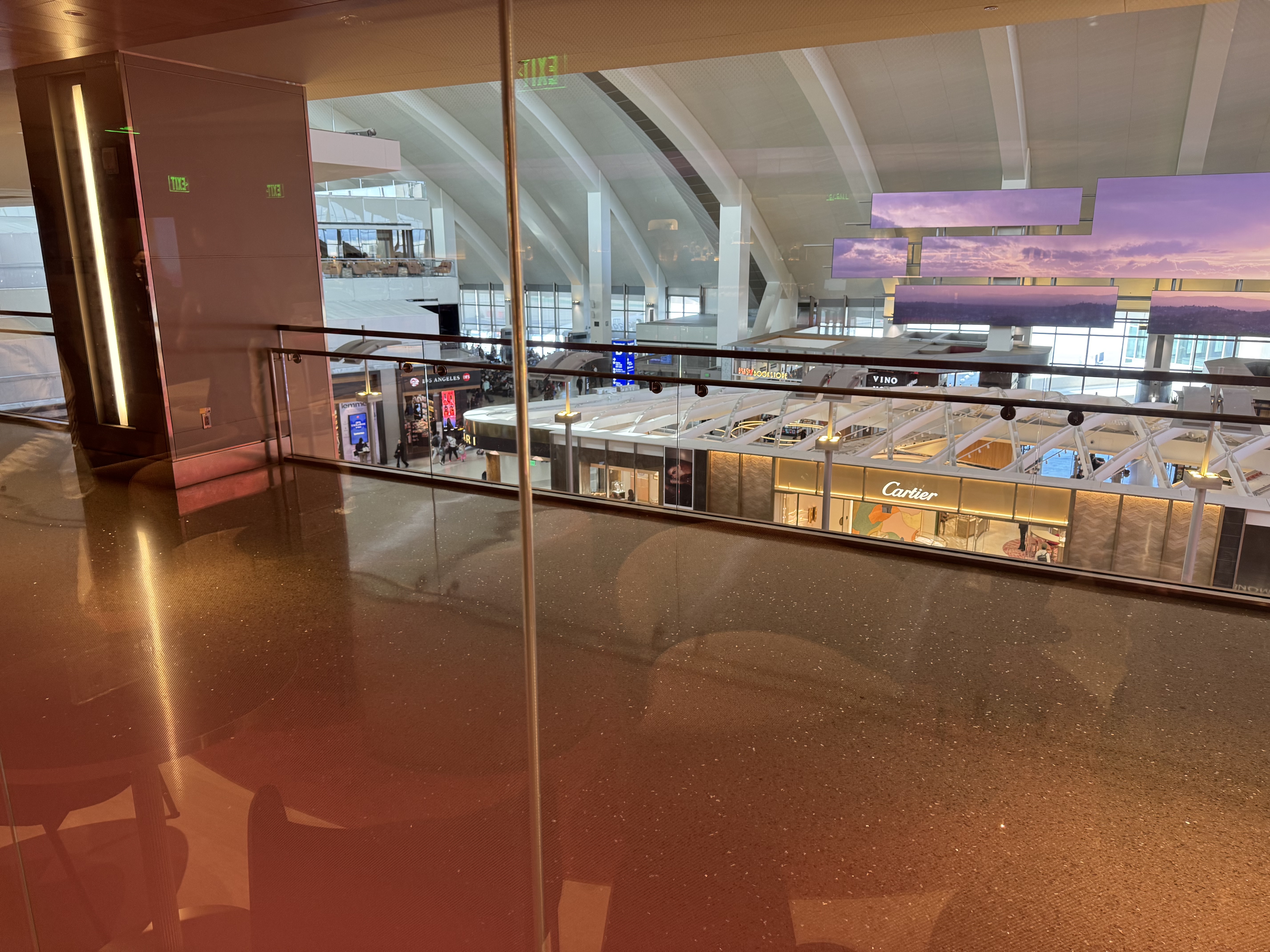 Virgin Atlantic Clubhouse LAX view to concourse Virgin Atlantic Clubhouse LAX view to concourse