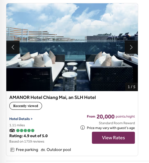 AMANOR Chiang Mai points redemption price AMANOR Chiang Mai points redemption price