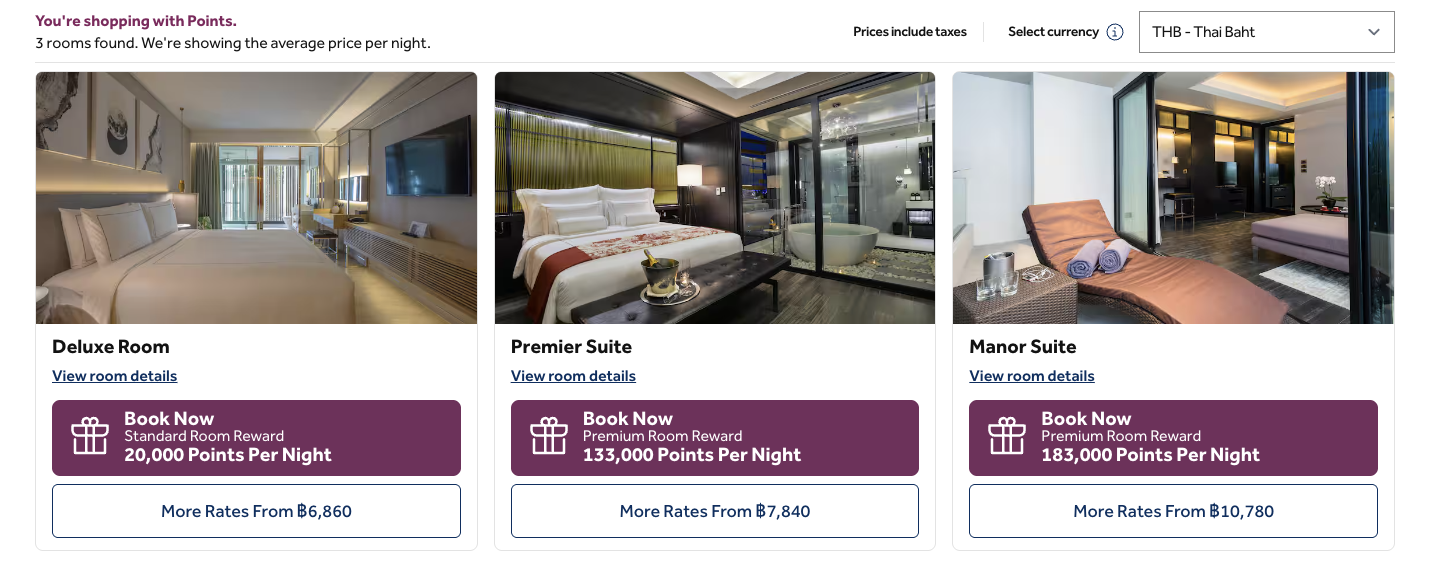 AMANOR Chiang Mai room points options AMANOR Chiang Mai room points options