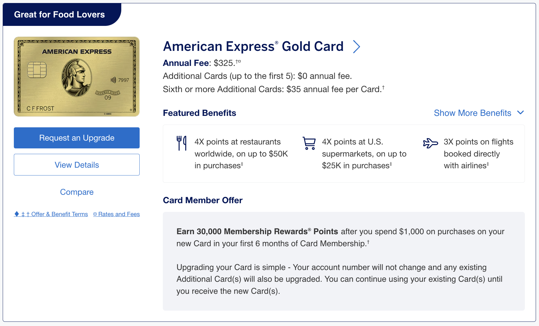 Amex Gold card upgrade offer from Green Amex Gold card upgrade offer from Green