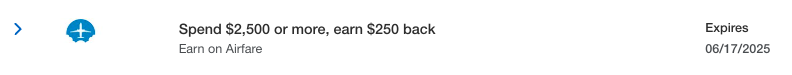 Amex Offer 500 back on flights
