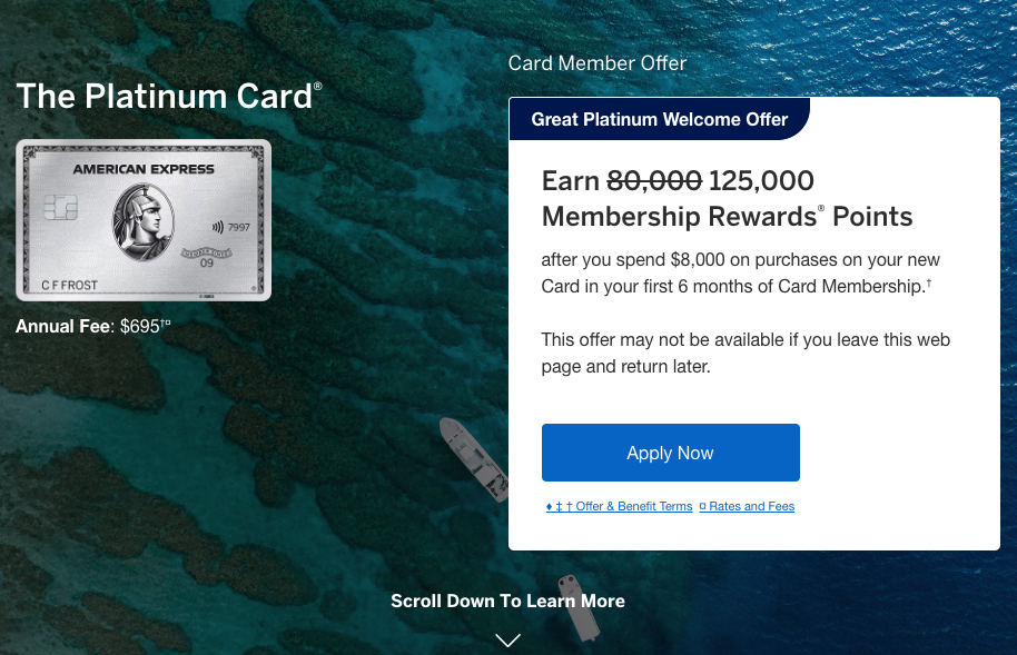 Amex Platinum 125k April 14 2025
