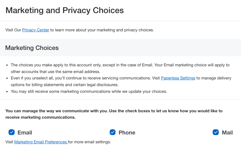 Amex marketing preferences Amex marketing preferences