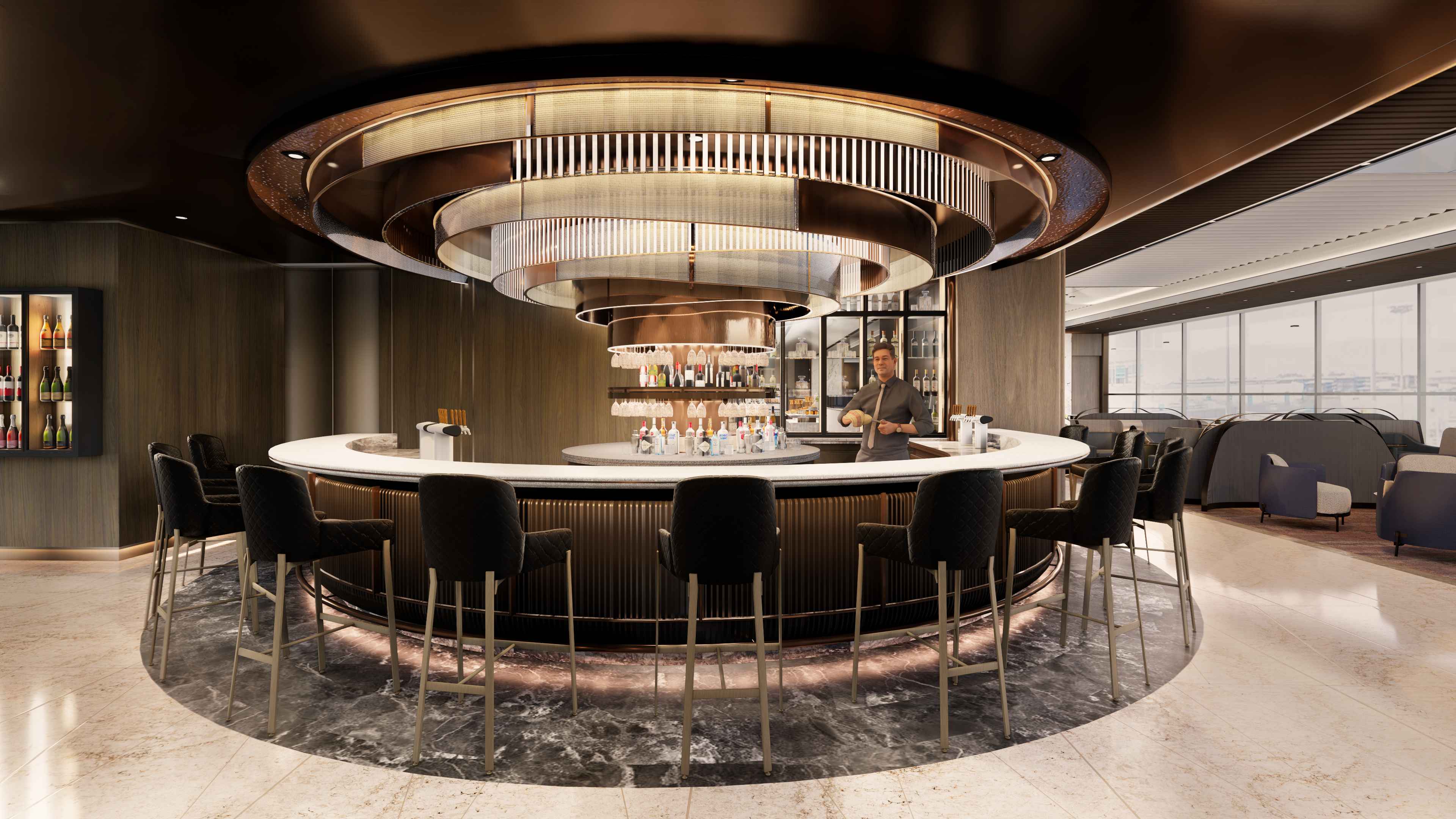 Artist impression of SQ new T2 SilverKris First Class Lounge Bar Artist impression of SQ new T2 SilverKris First Class Lounge Bar