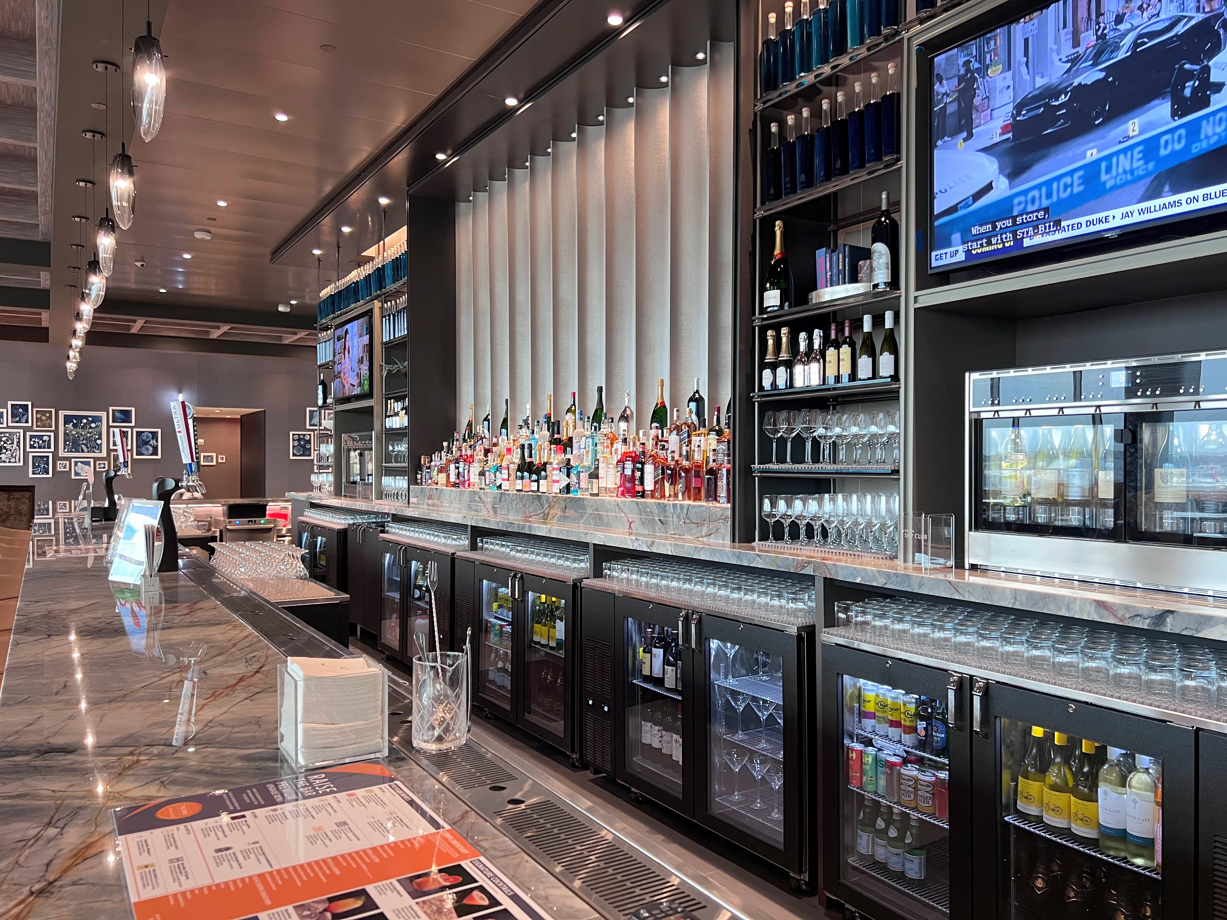 Atlanta Delta Sky Club close up of bar
