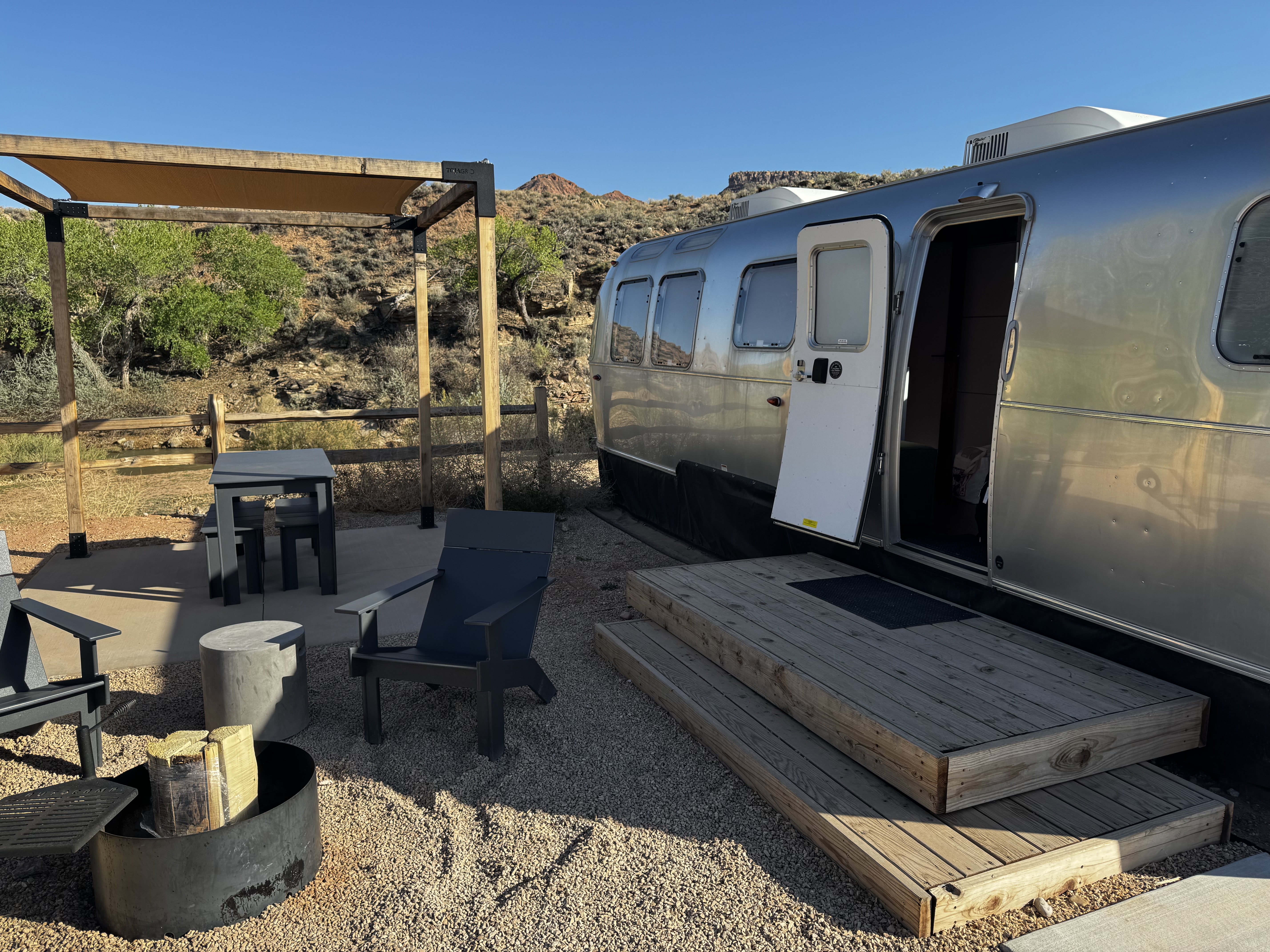 AutoCamp Zion Airstream Suite dining area door open