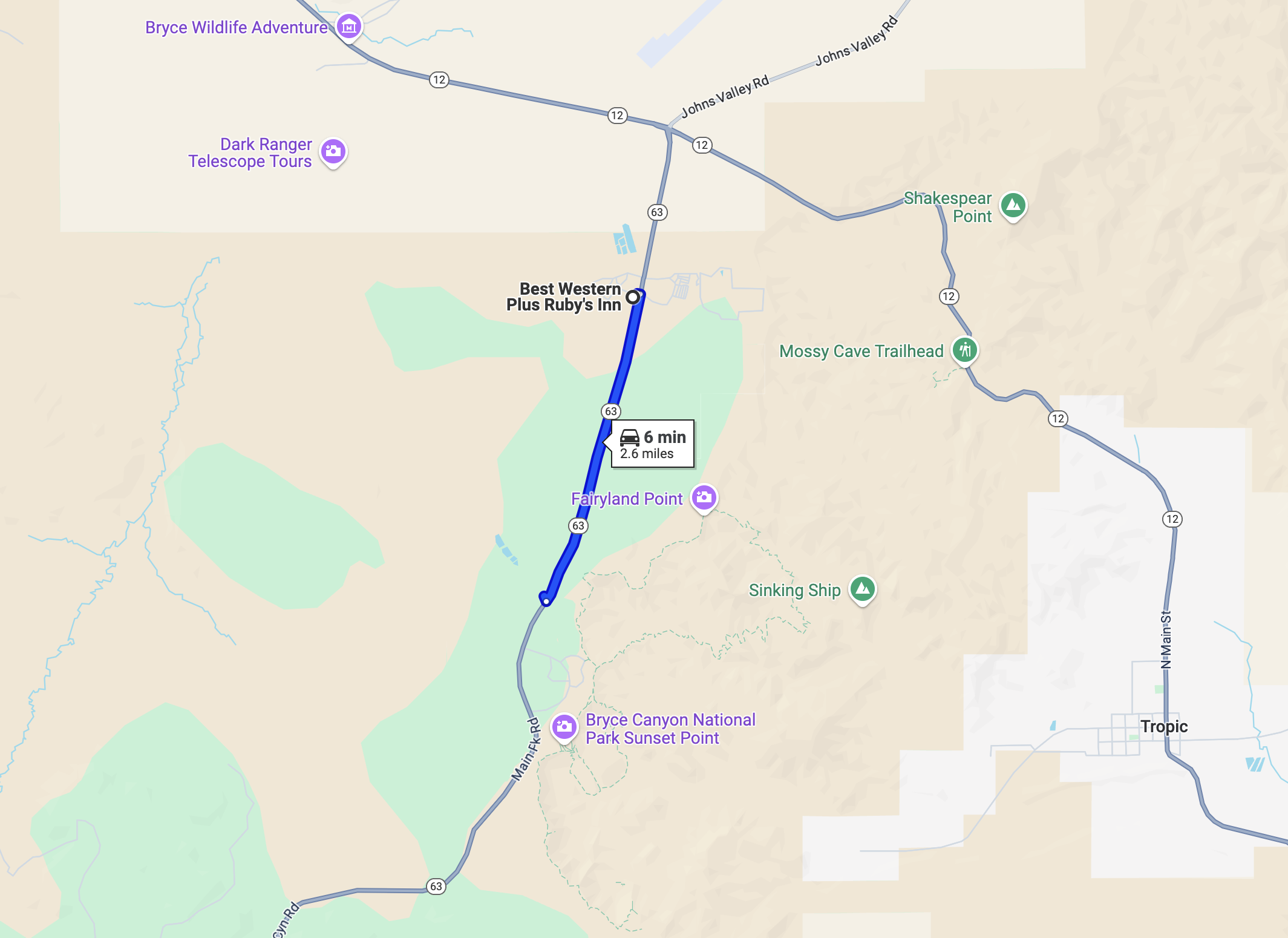 Best Western Plus Rubys Inn location