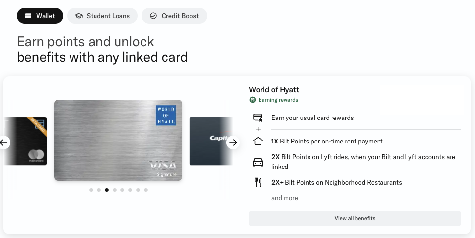 Cards in Bilt Wallet