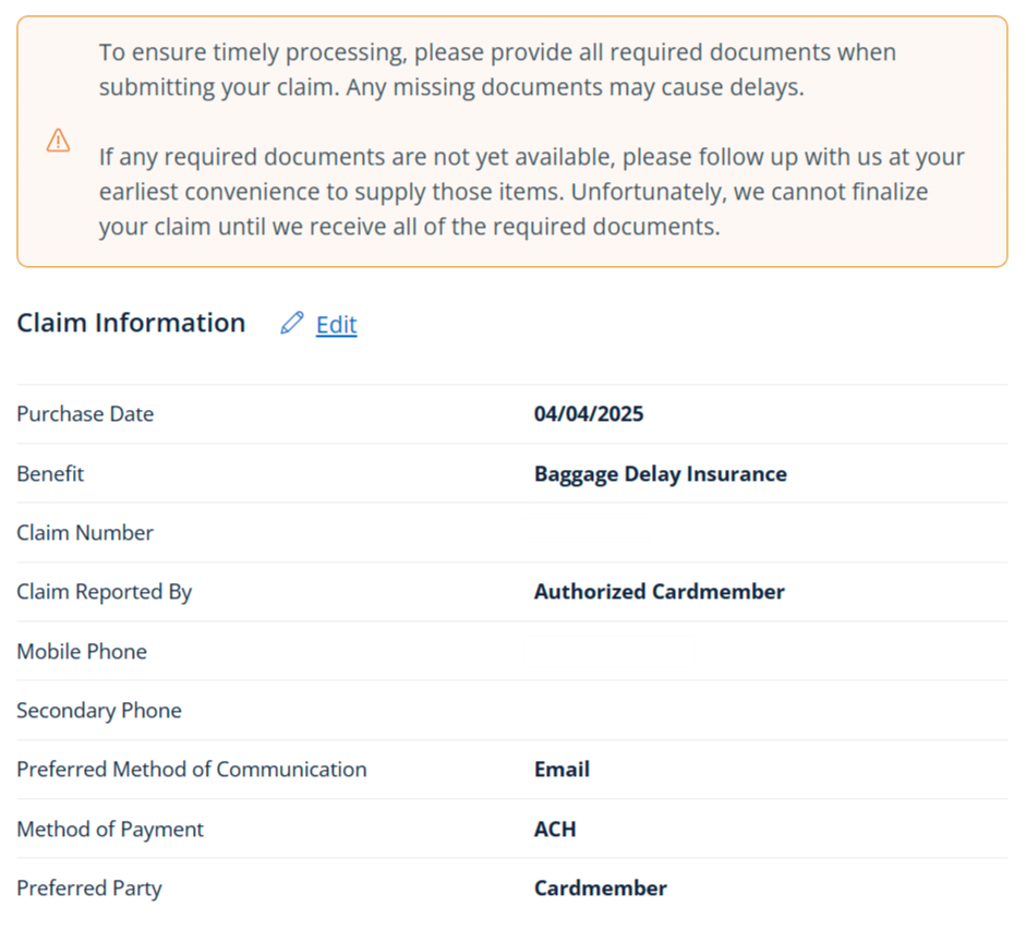 Chase claims dashboard baggage delay claim confirmation Chase claims dashboard baggage delay claim confirmation