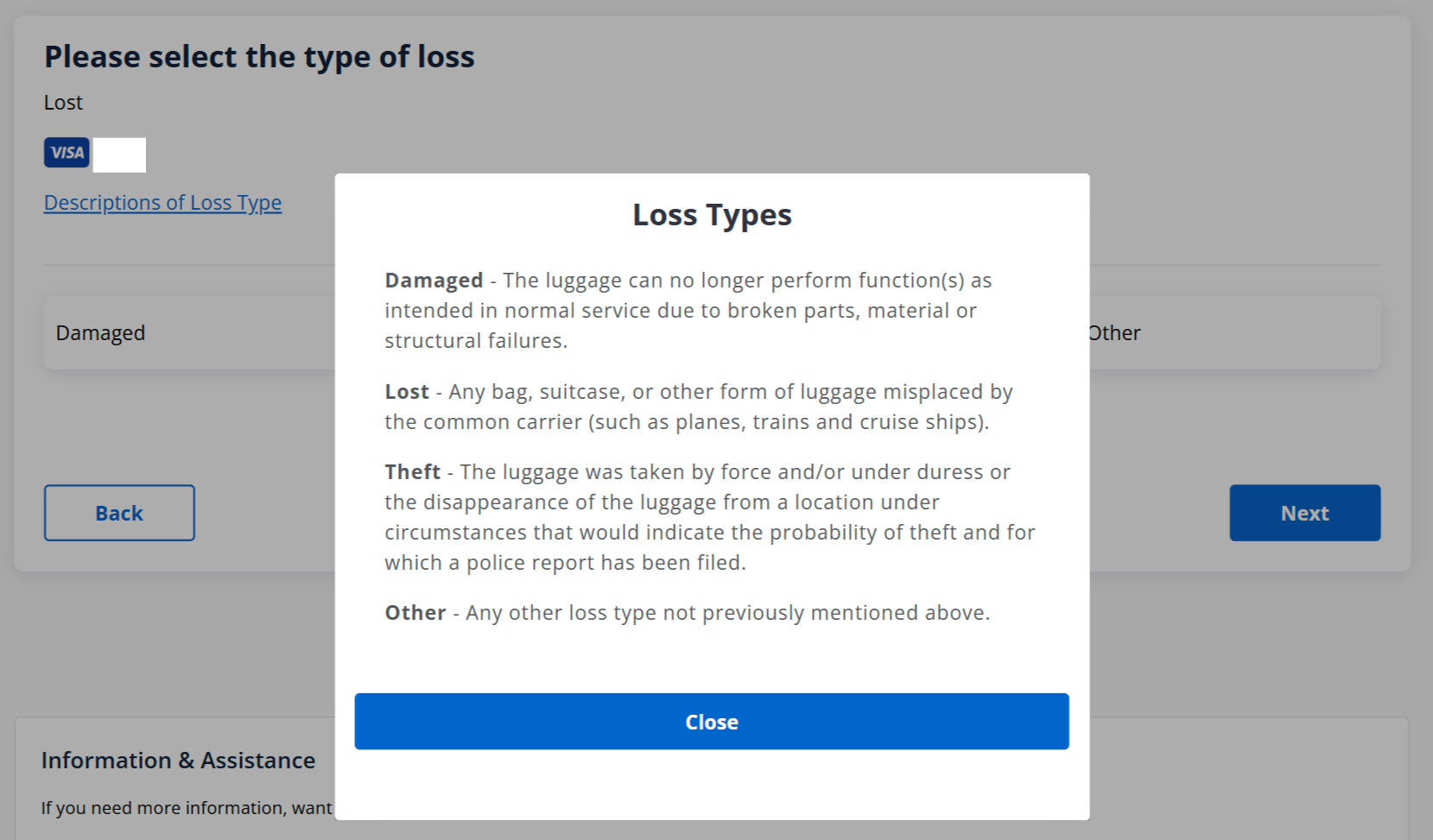 Chase claims dashboard lost luggage claim types Chase claims dashboard lost luggage claim types