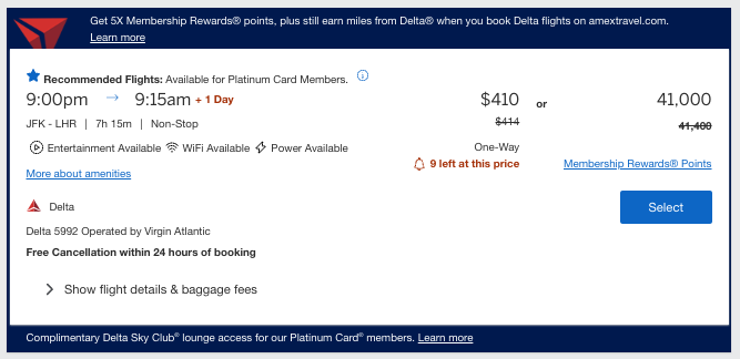 Delta Flight from New York to London on Amex Travel Delta Flight from New York to London on Amex Travel