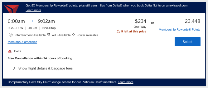 Delta Flight on Amex Travel Delta Flight on Amex Travel